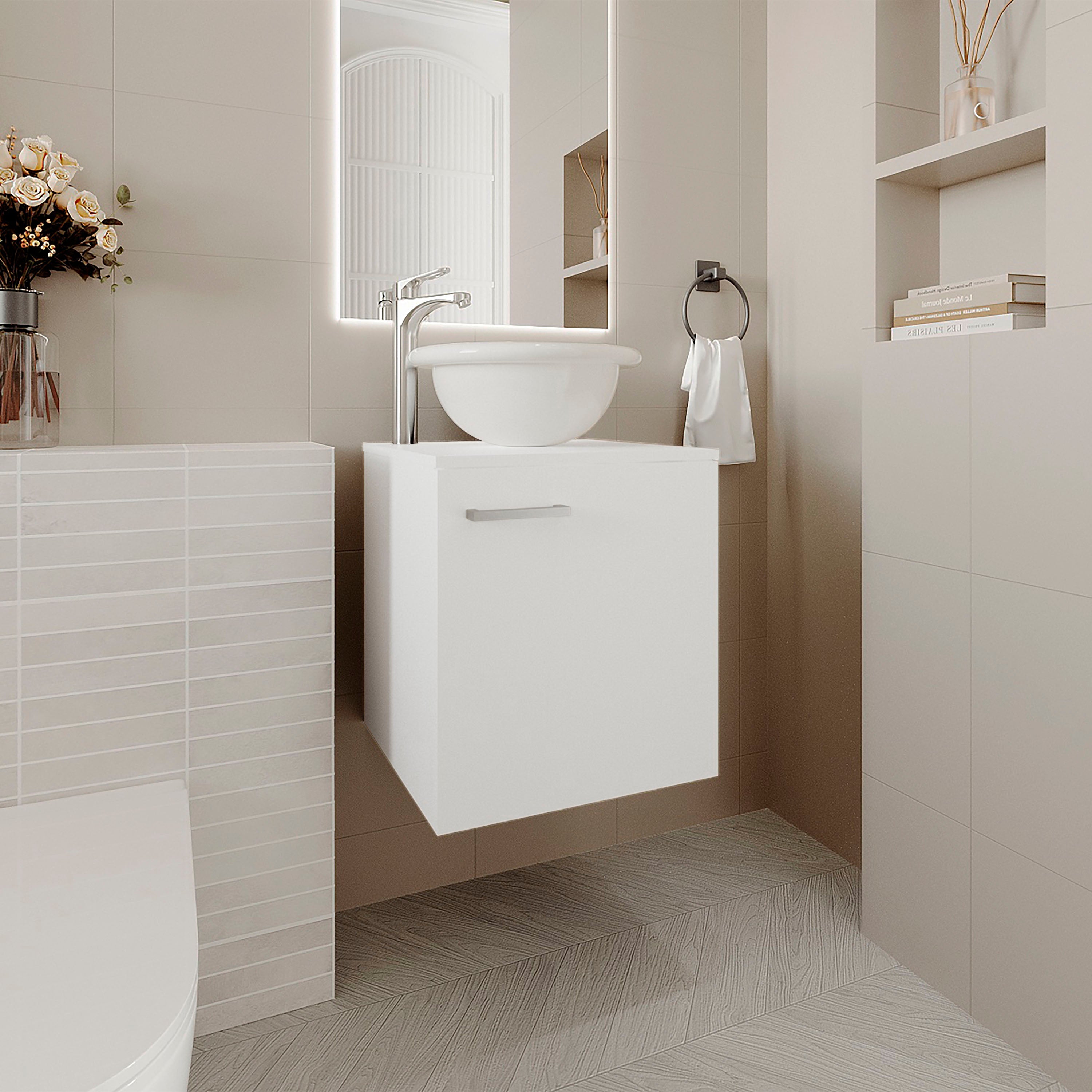 Bellevue Bathroom Vanity, 1 Door, White - Luciddepo