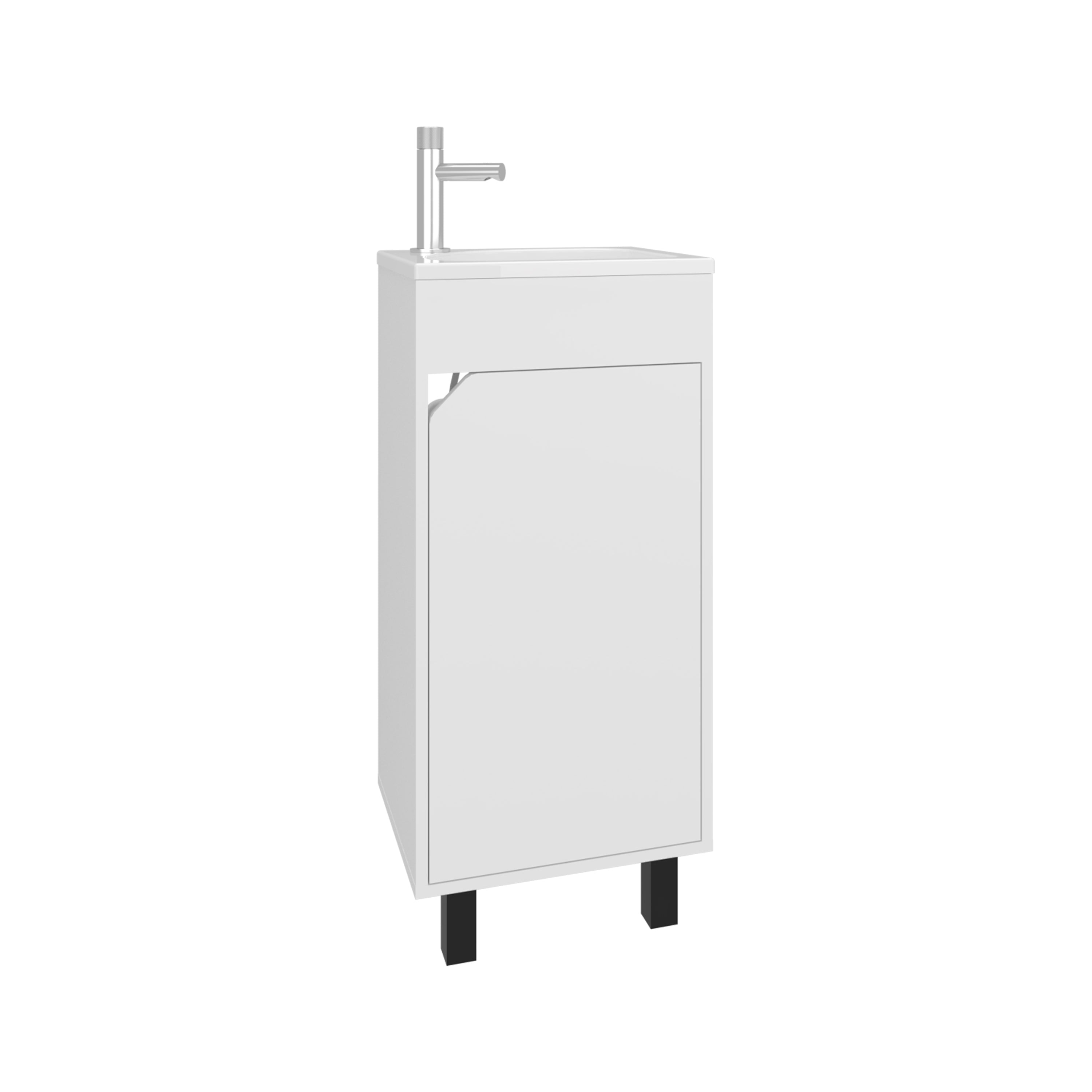 Yorkana Bathroom Vanity, 1 Door, 4 Legs, White - Luciddepo