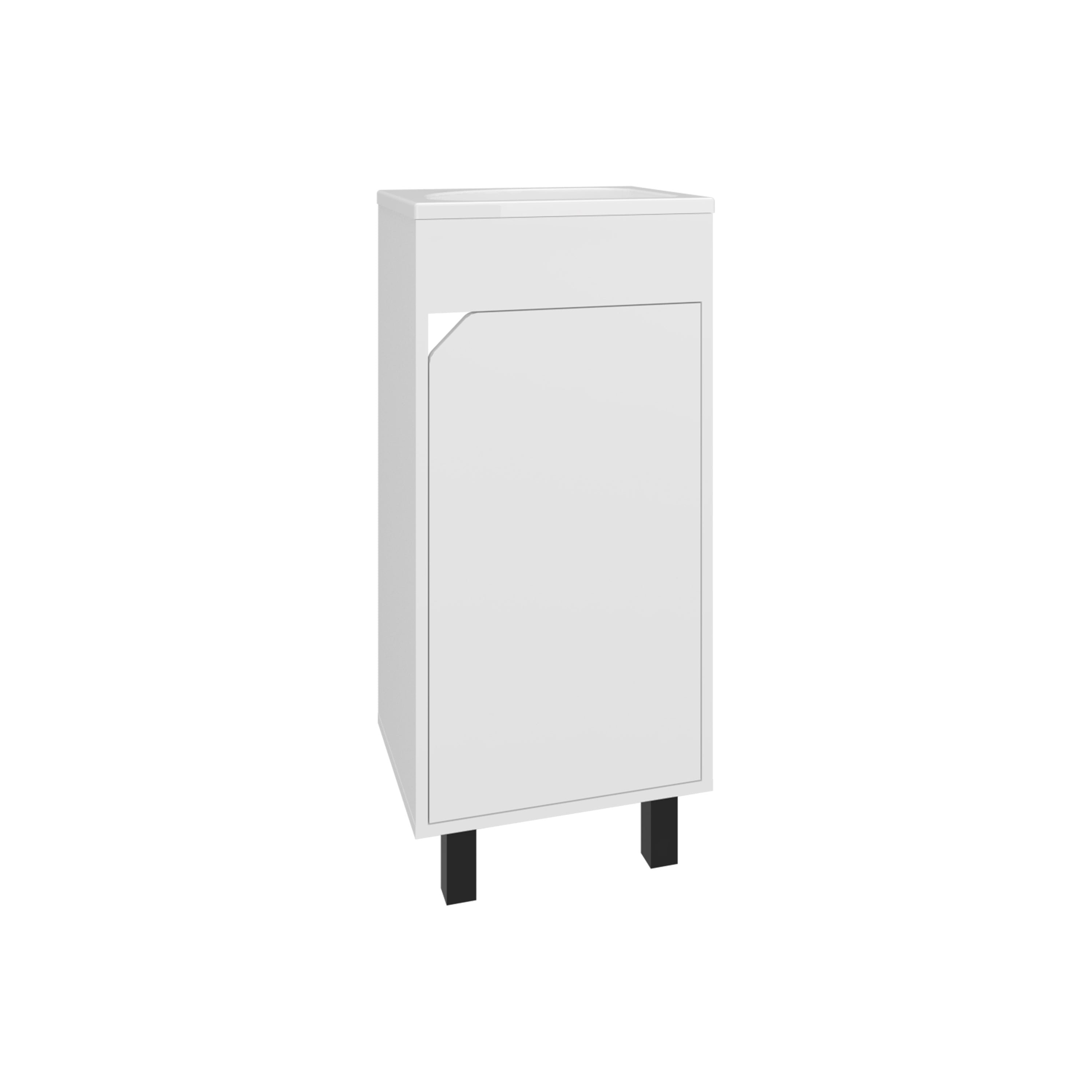 Yorkana Bathroom Vanity, 1 Door, 4 Legs, White - Luciddepo
