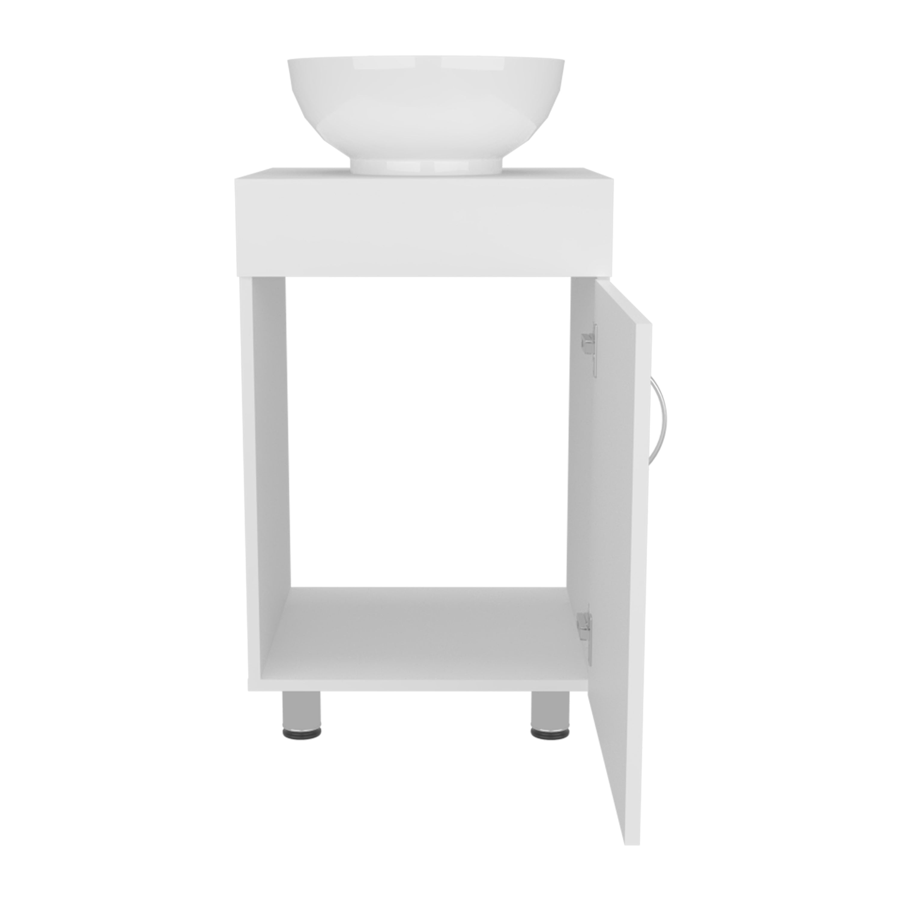 Vicksburg Bathroom Vanity, 1 Door, 4 Legs, White - Luciddepo