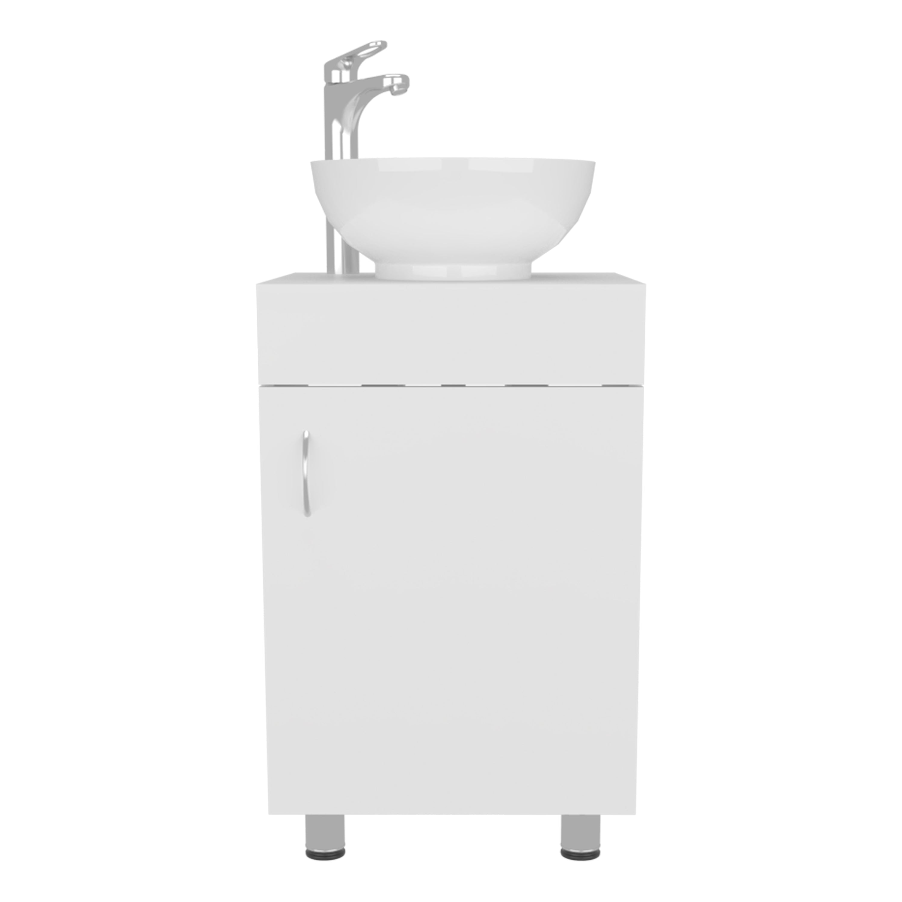 Vicksburg Bathroom Vanity, 1 Door, 4 Legs, White - Luciddepo