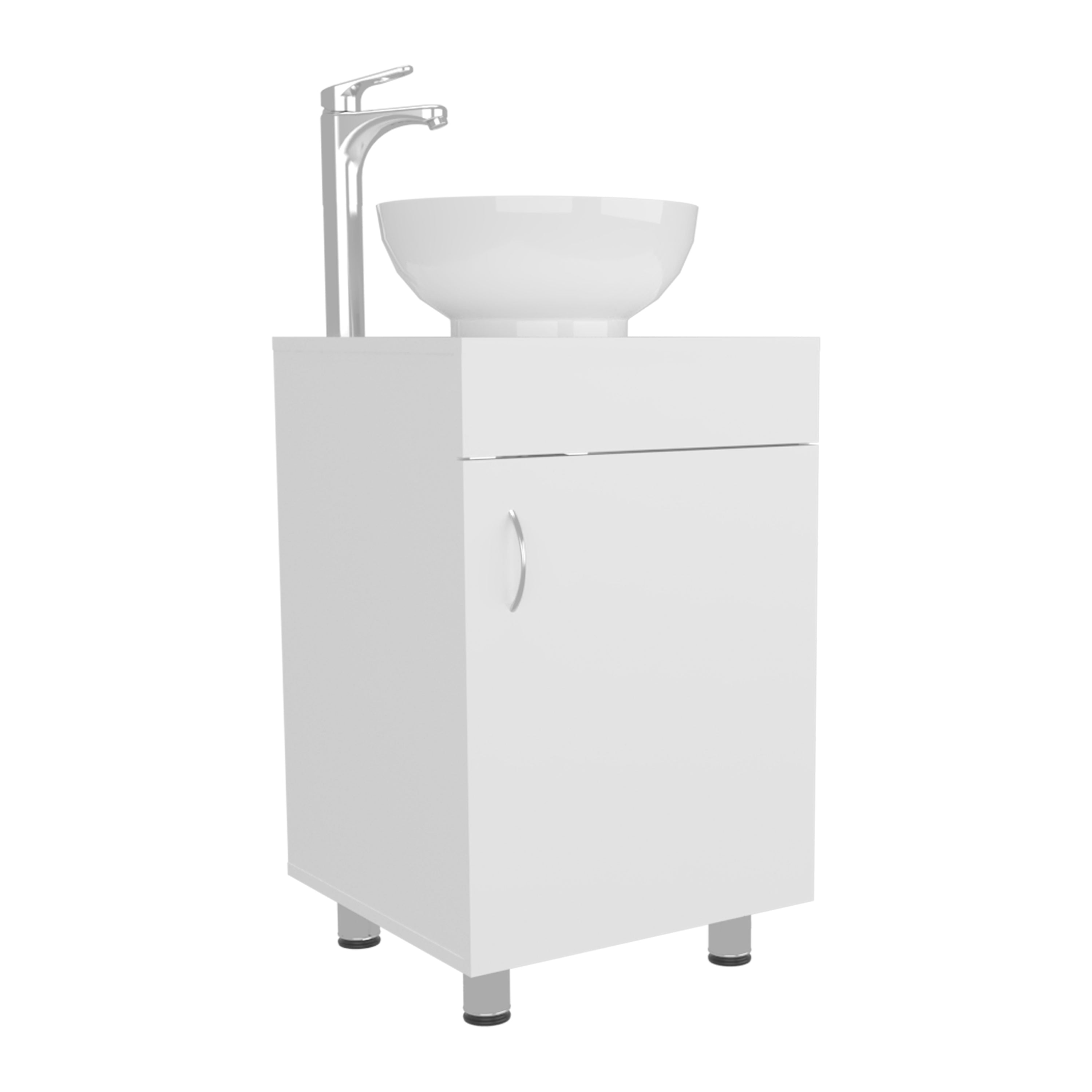 Vicksburg Bathroom Vanity, 1 Door, 4 Legs, White - Luciddepo