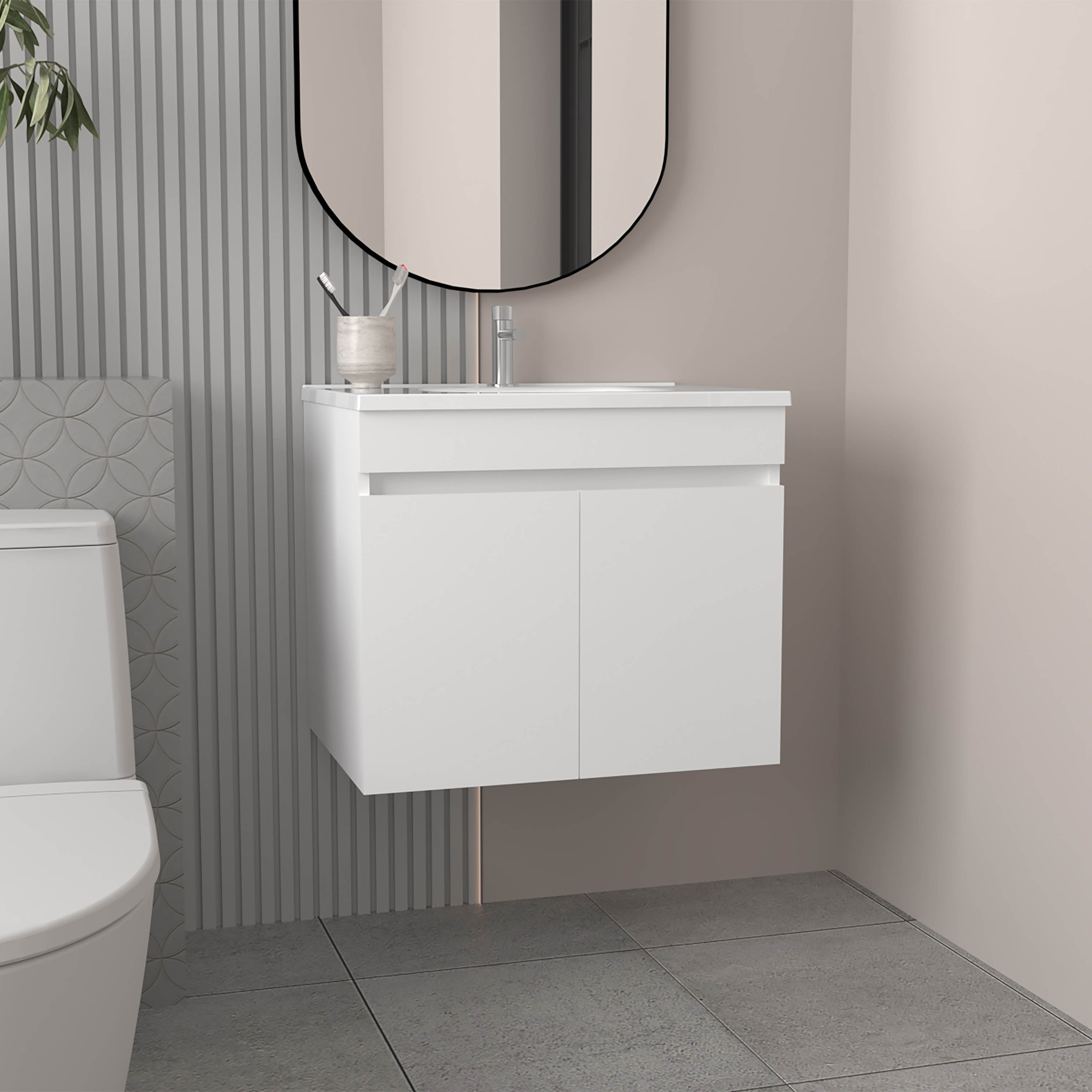 Tarentum Bathroom Vanity, 2 Doors, 2 Shelves, White - Luciddepo