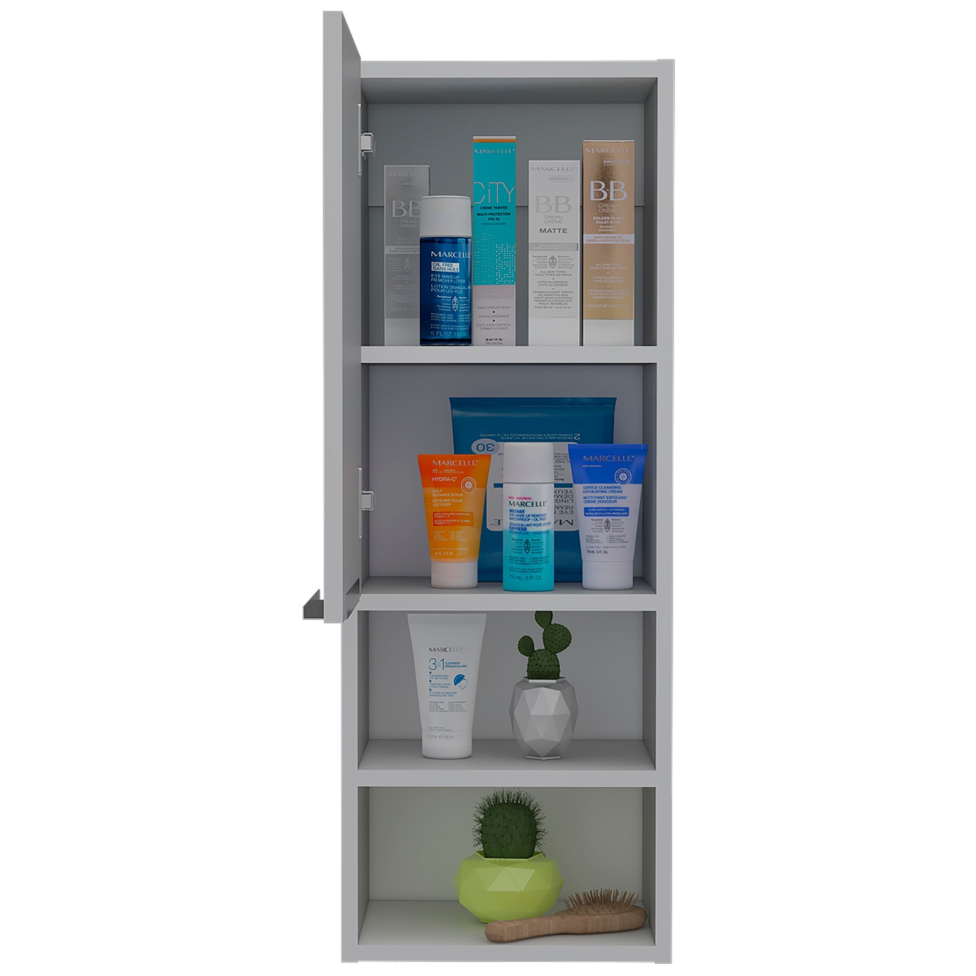 Savona Medicine Single Door Cabinet with Two Interior Shelves and Two External Shelves, White - Luciddepo