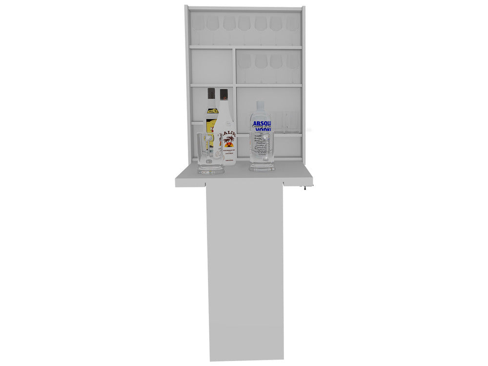 Toscana Wall Foldable Table with Multiple Shelves, White - Luciddepo