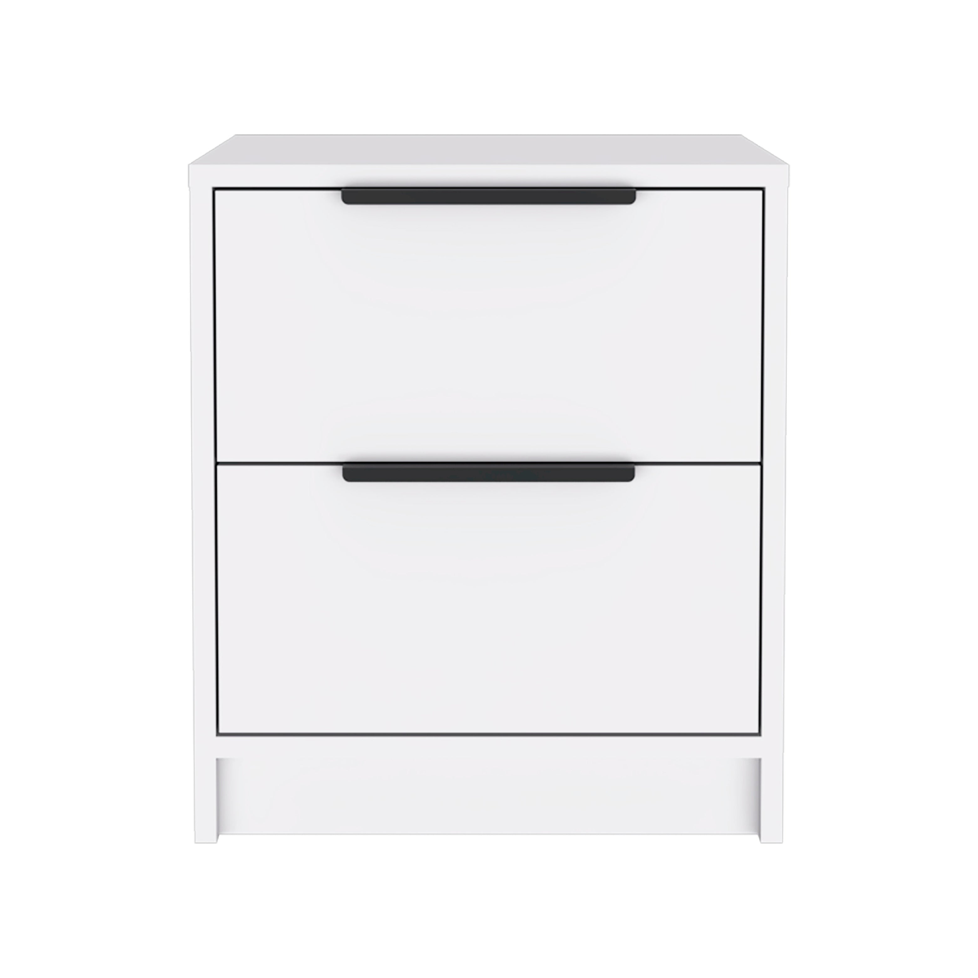 Egeo Nightstand, Two Drawers, Superior Top, White - Luciddepo