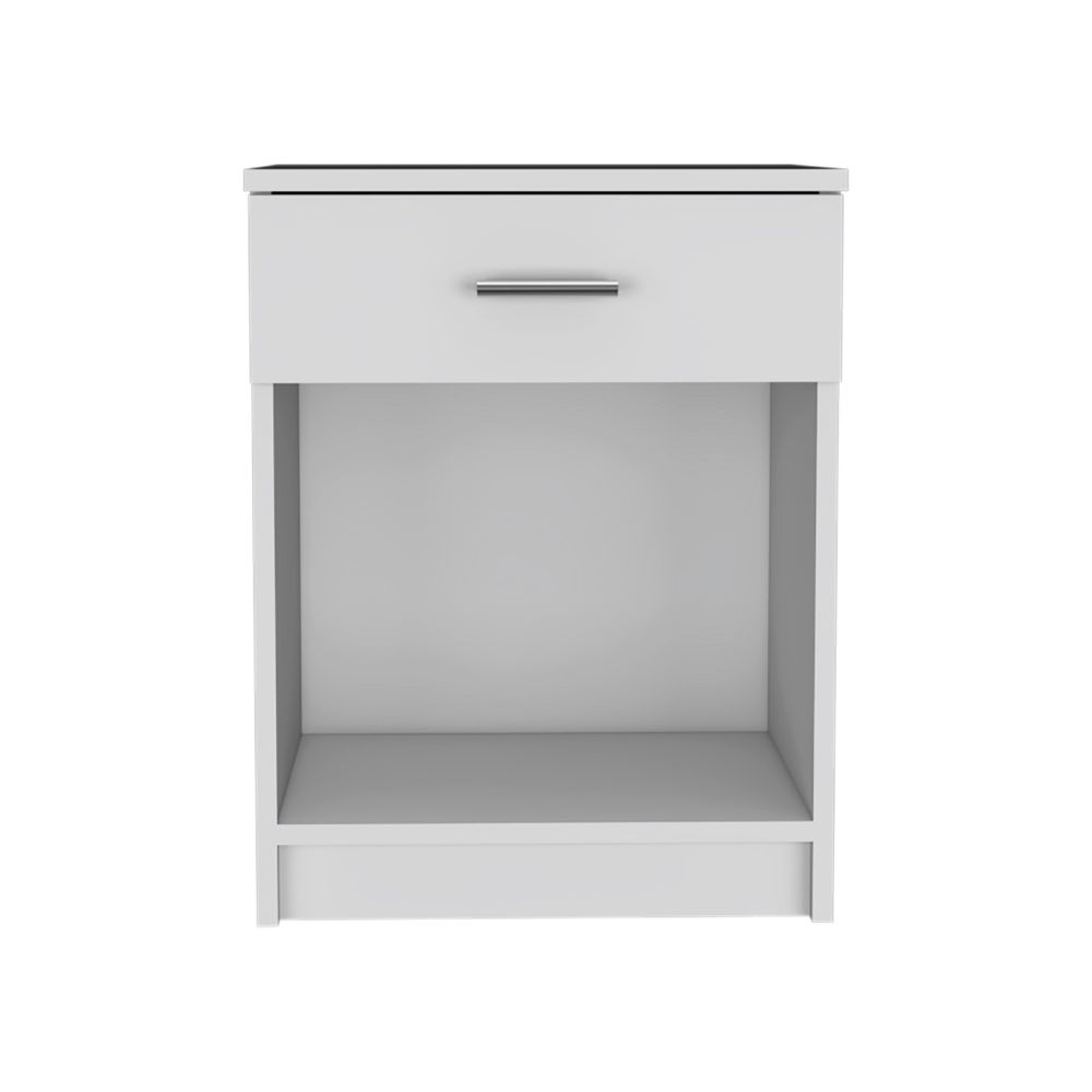 Beryl Nightstand, One Drawer, Low Shelf, Superior Top, White - Luciddepo