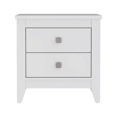 Oasis Nightstand,  Two Drawers, Four Legs, Superior Top, White - Luciddepo