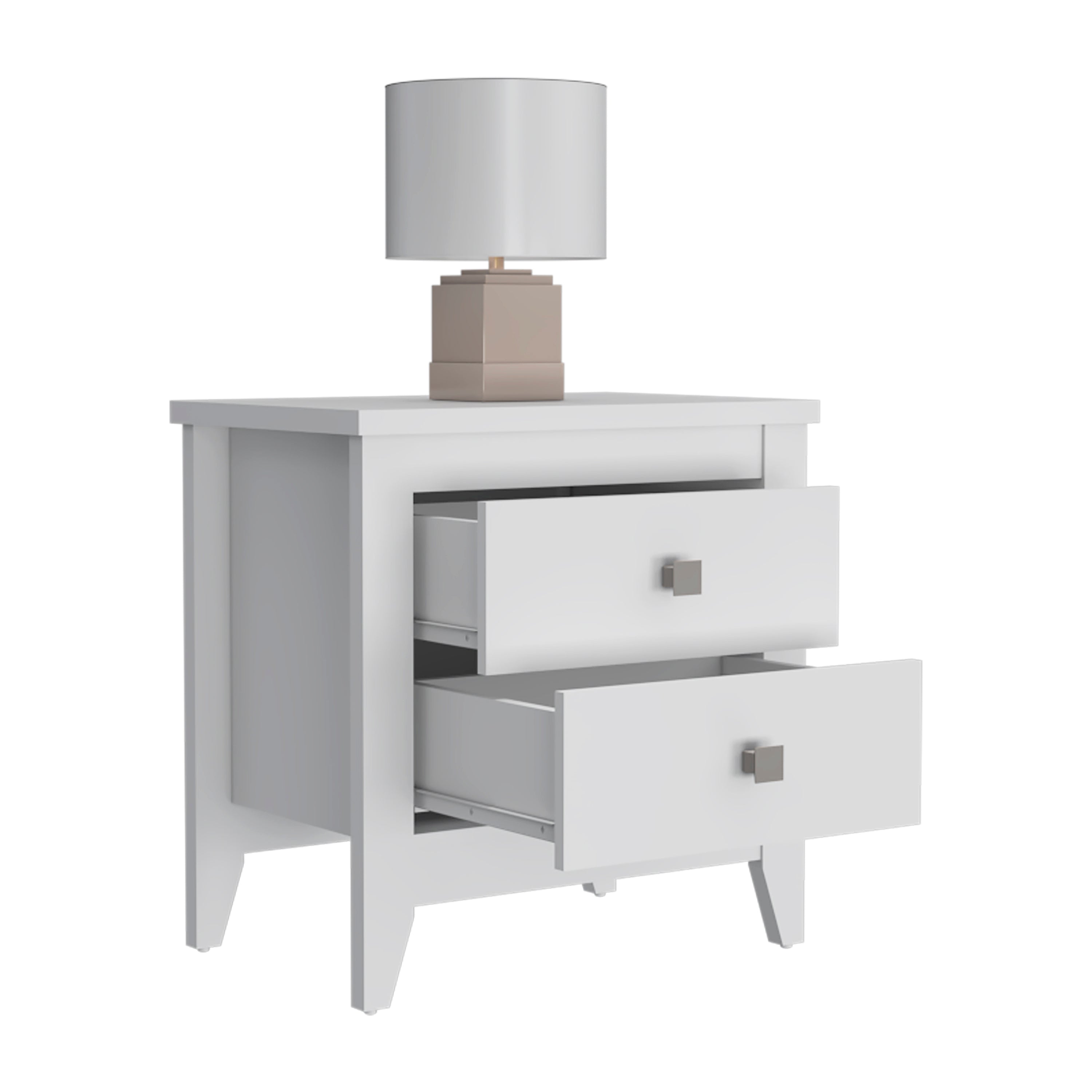 Oasis Nightstand,  Two Drawers, Four Legs, Superior Top, White - Luciddepo