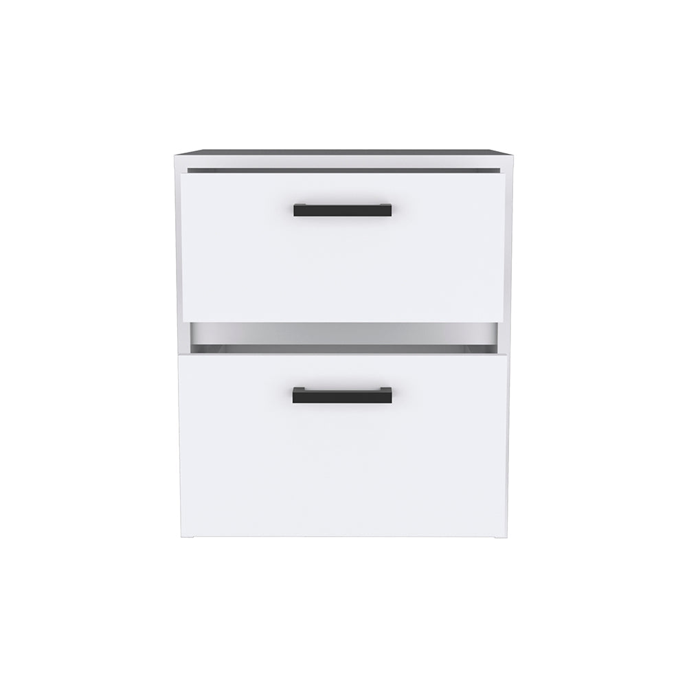 Bethel 2 Drawers Nightstand with Handles, White - Luciddepo