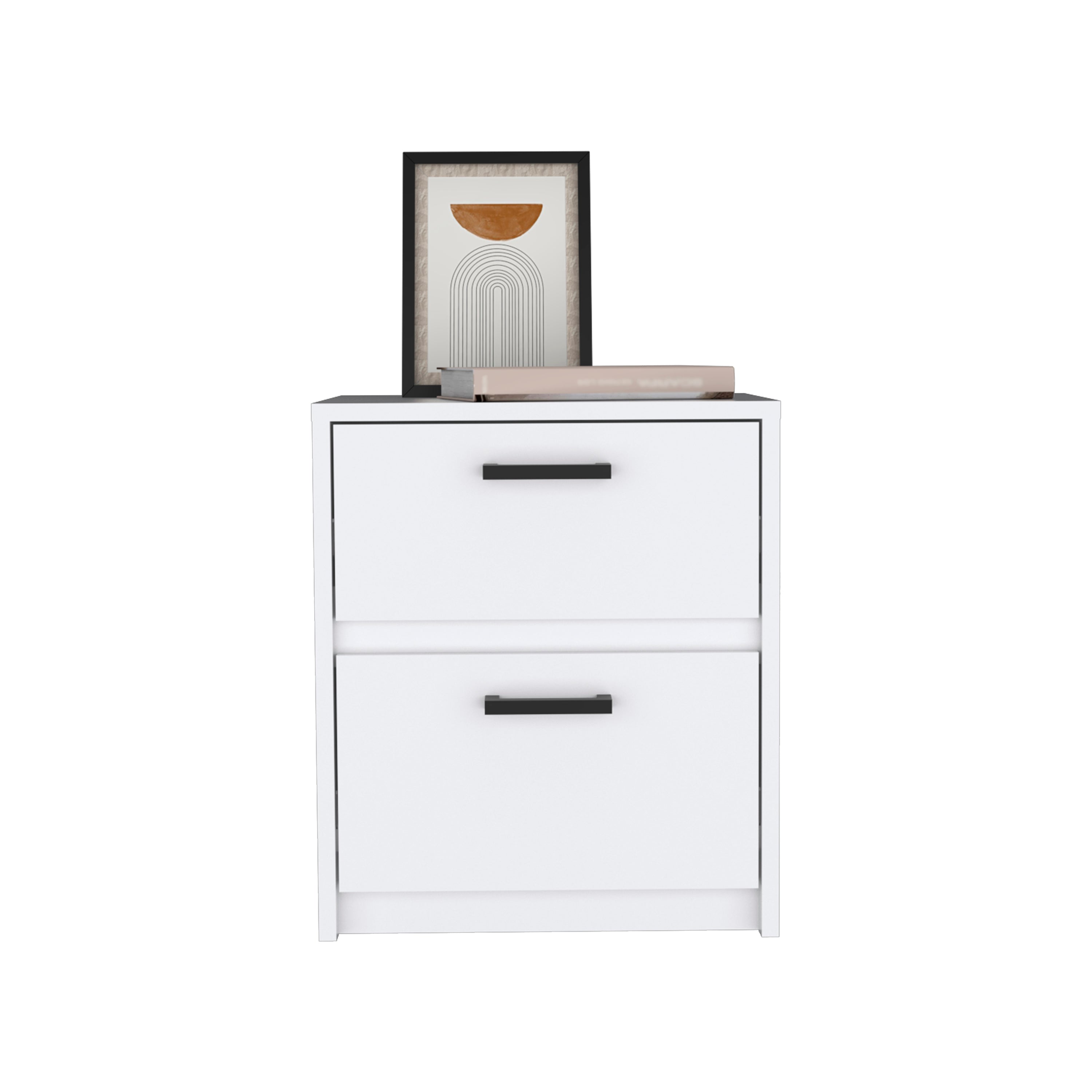 Bethel 2 Drawers Nightstand with Handles, White - Luciddepo