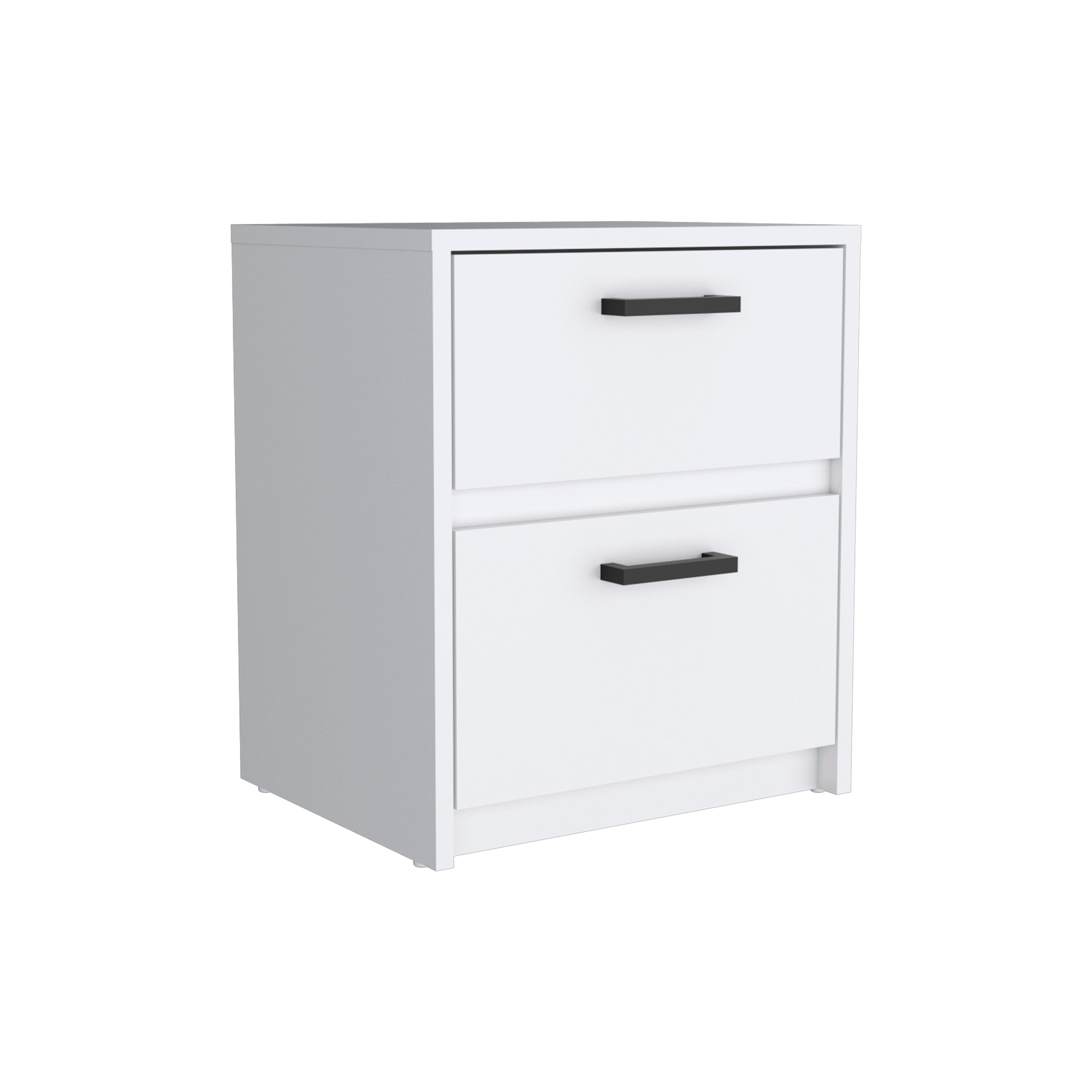 Bethel 2 Drawers Nightstand with Handles, White - Luciddepo