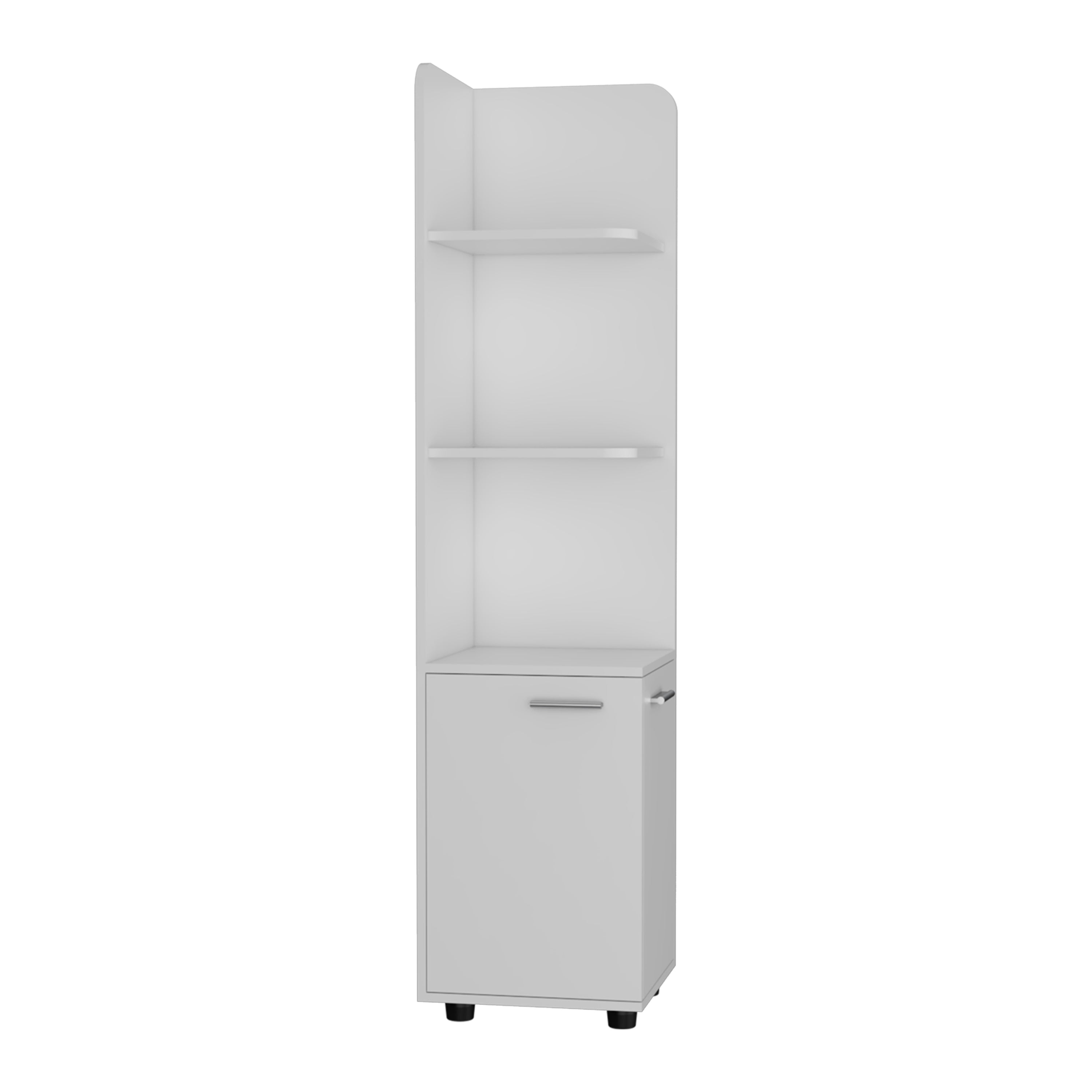 Vestal Tall Corner Cabinet with 3-Tier Shelf and 2-Door, White - Luciddepo