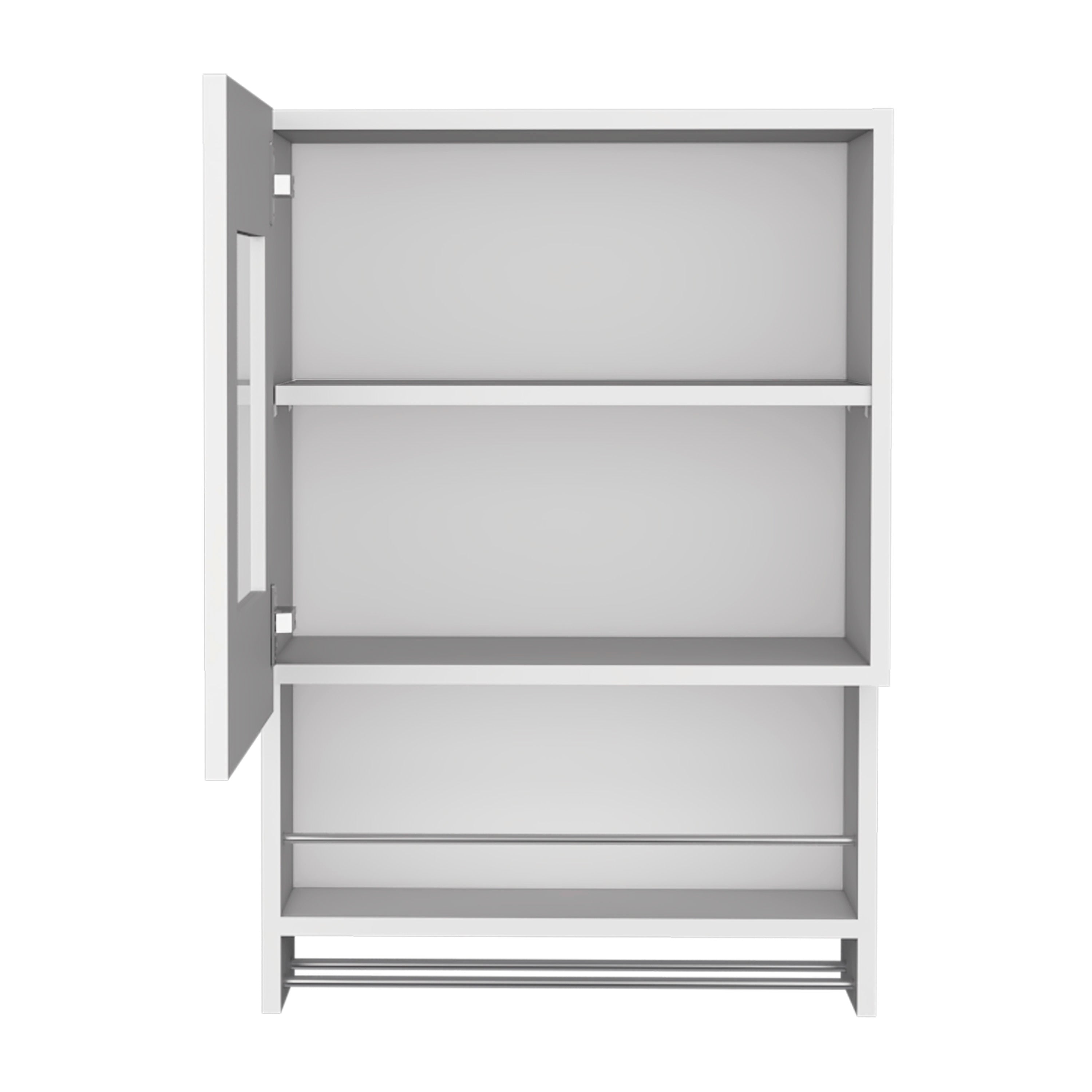 Ithaca Kitchen Wall Cabinet with Towel and Spice Rack, White - Luciddepo