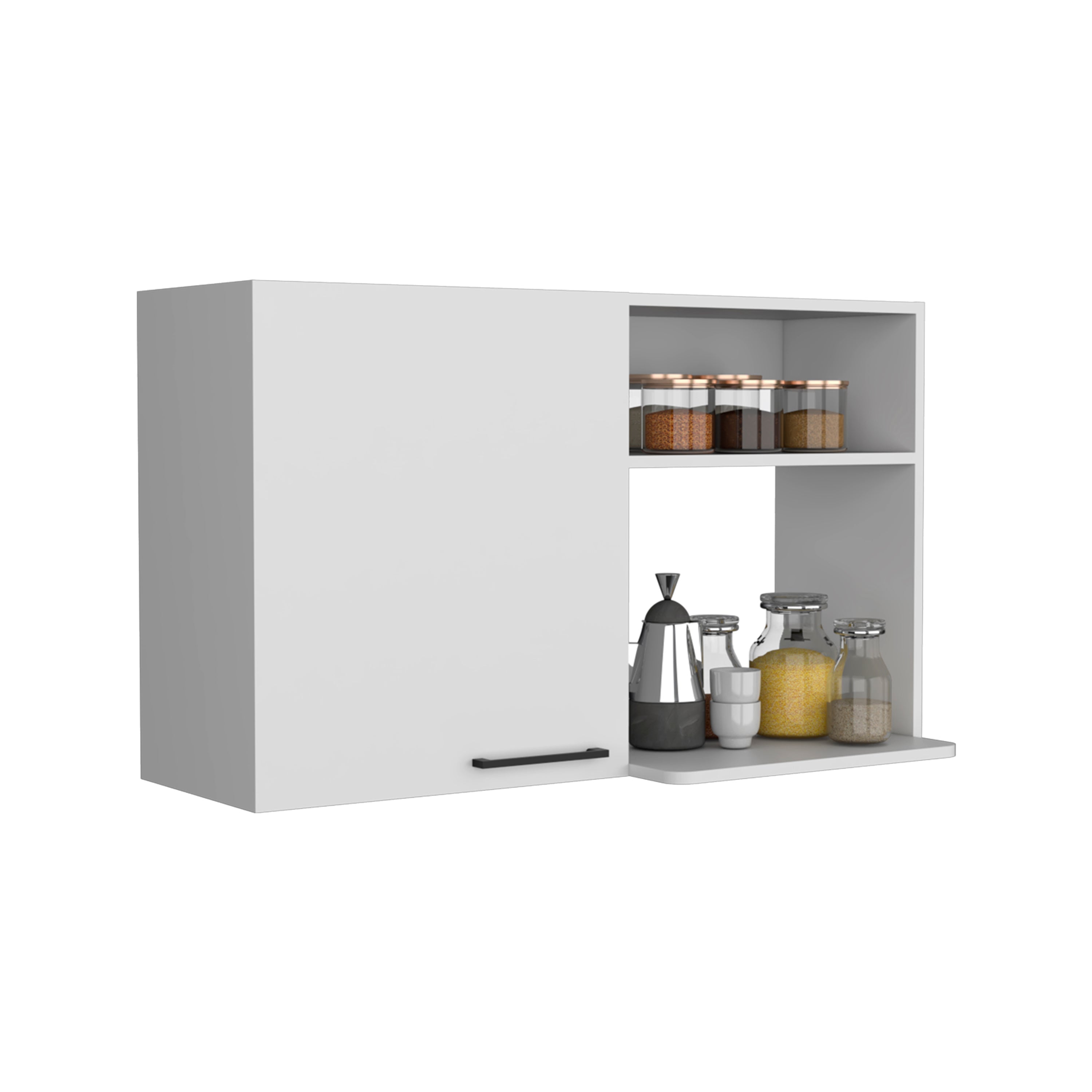 Salento 2 Stackable Wall-Mounted Storage Cabinet with 2 Side Shelf, White - Luciddepo