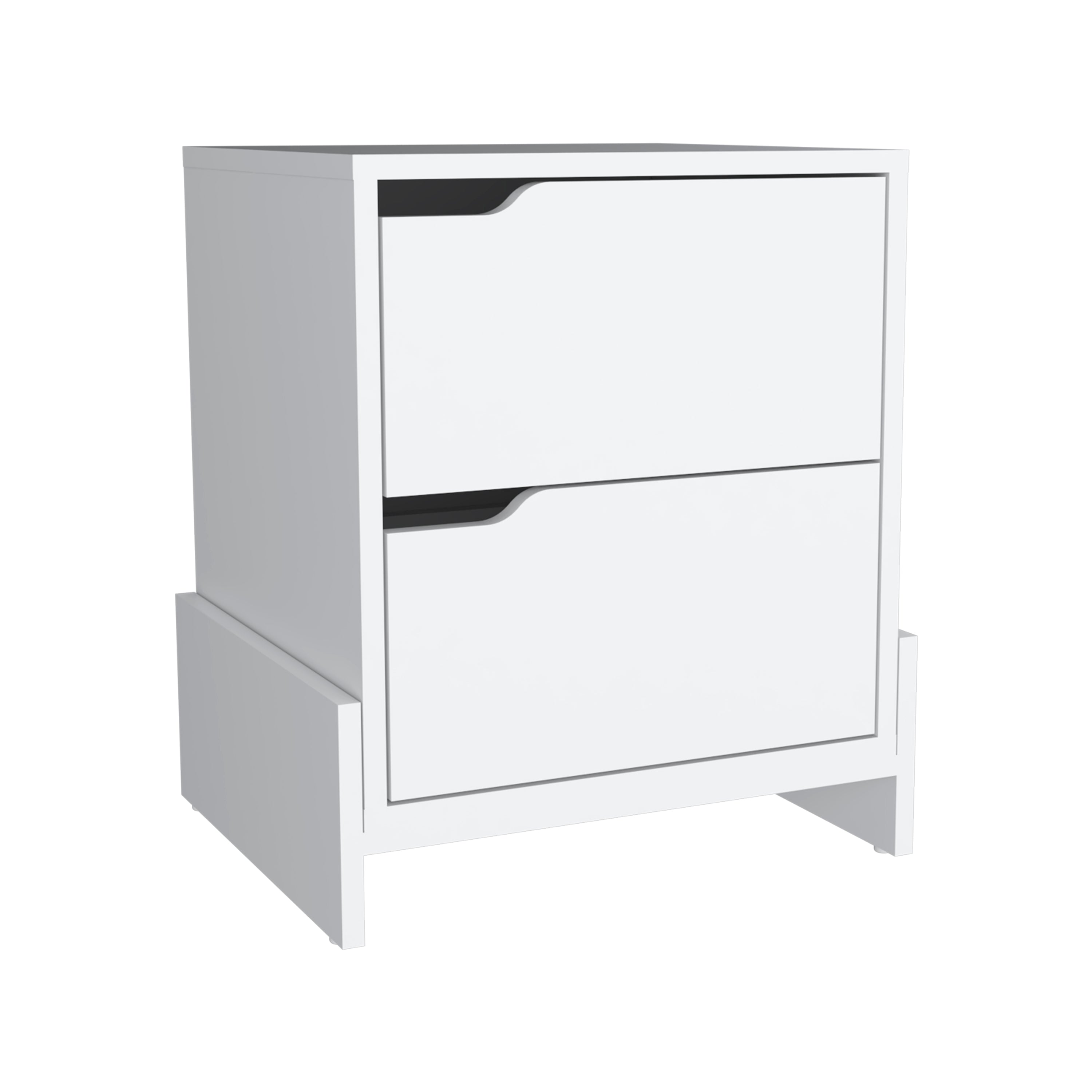 Haines Nightstand with 2-Drawers, End Table with Sturdy Base, White - Luciddepo