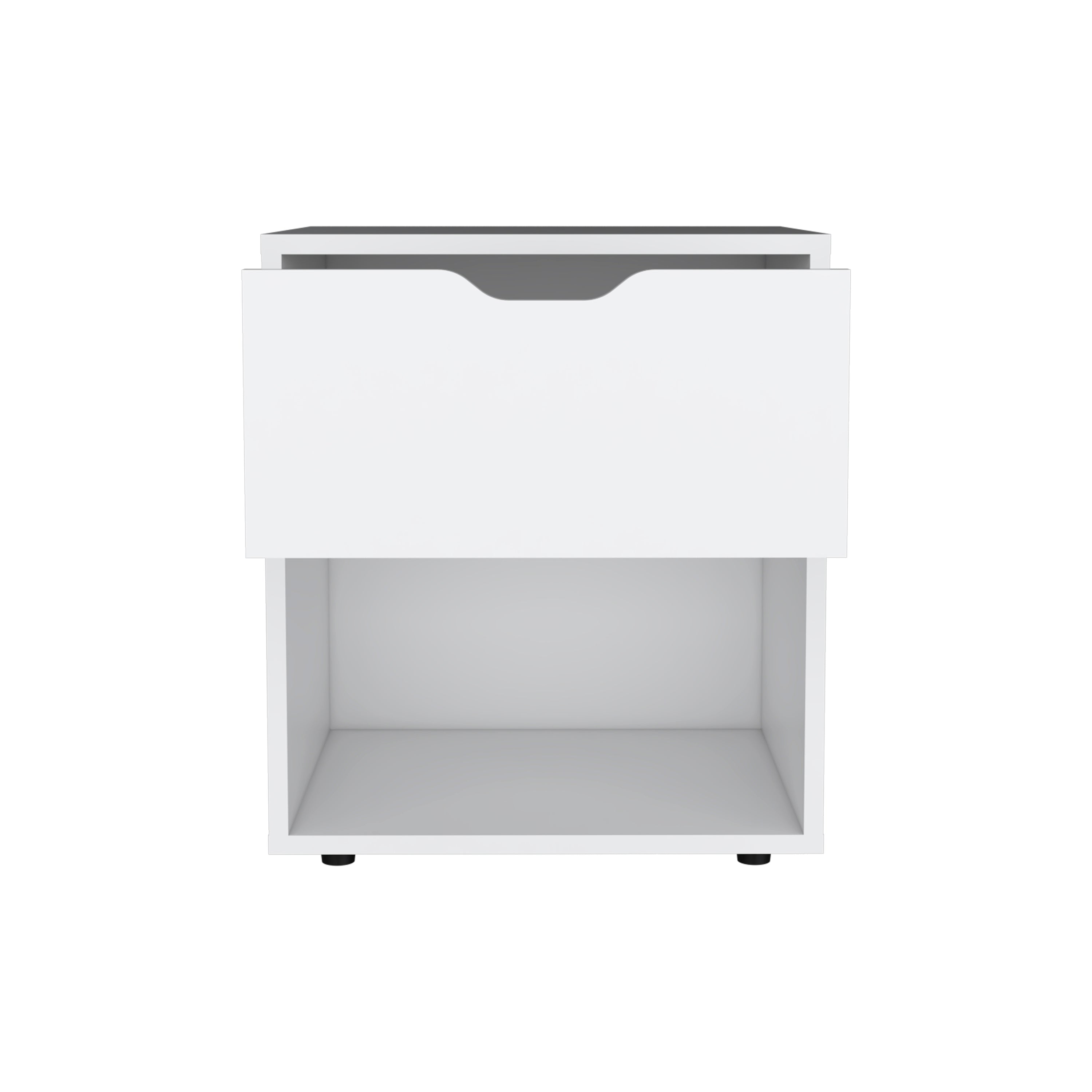 Adak 19.7" H Nightstand End Table with Open Shelf,White - Luciddepo