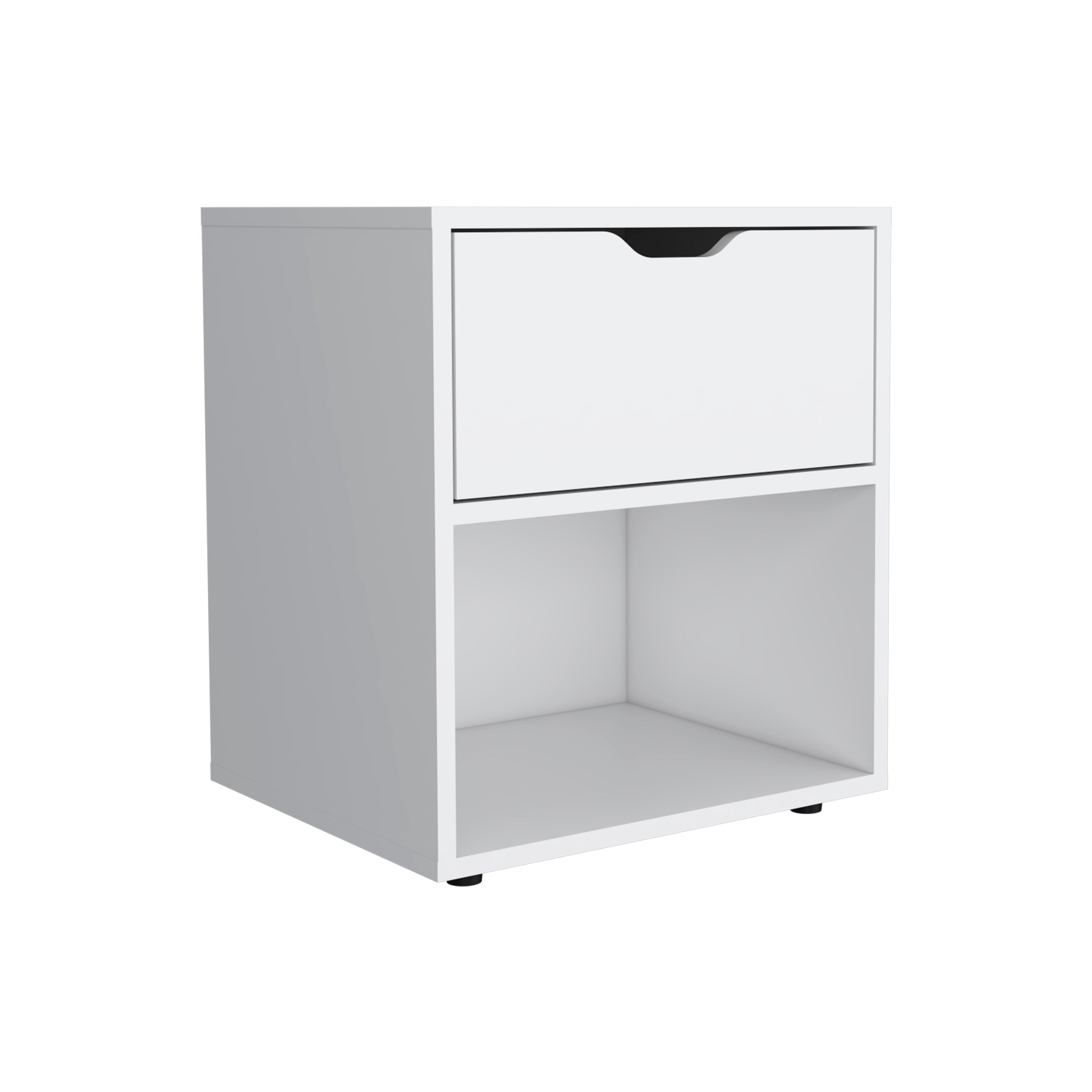 Adak 19.7" H Nightstand End Table with Open Shelf,White - Luciddepo