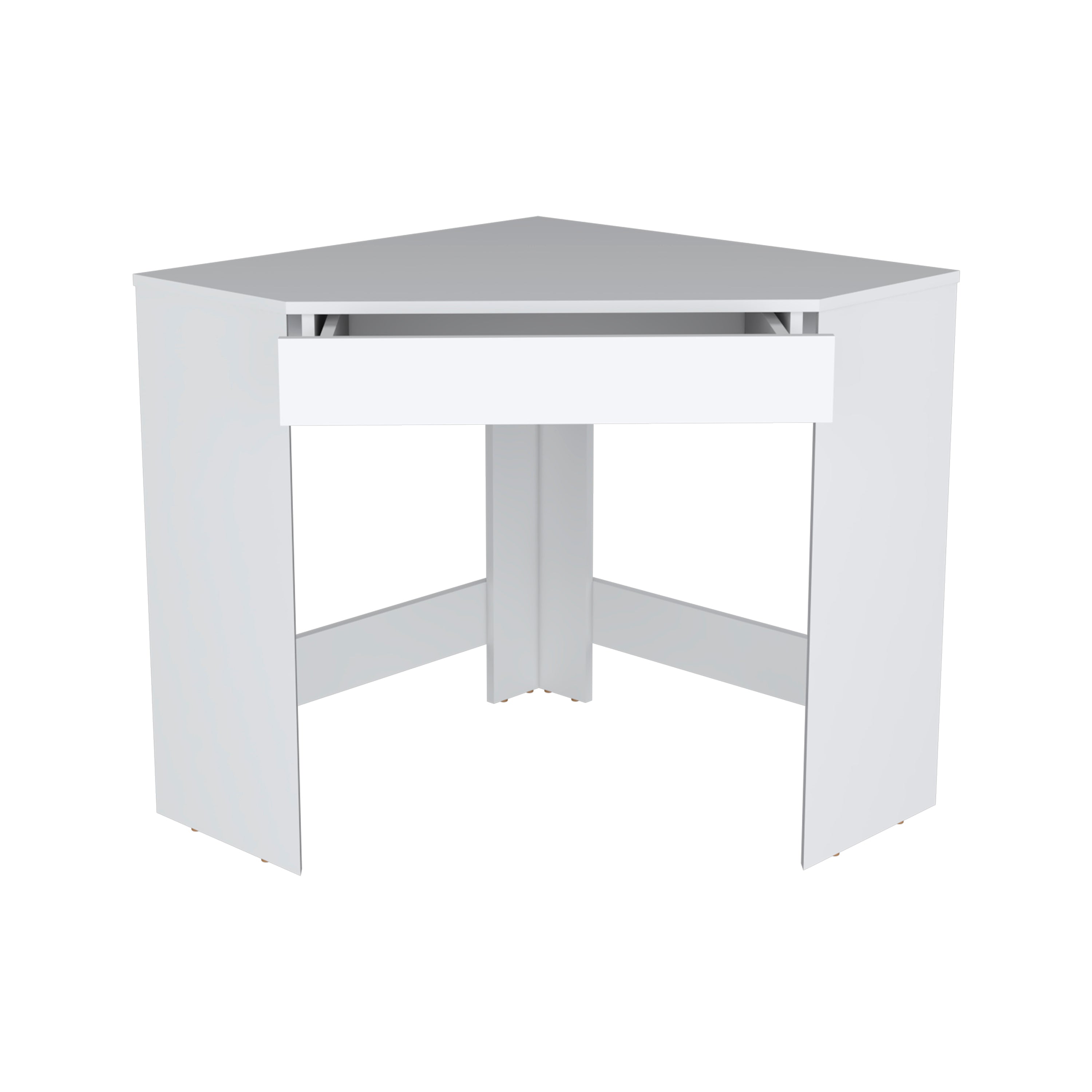 Savoy Corner Desk with Compact Design and Drawer, White - Luciddepo