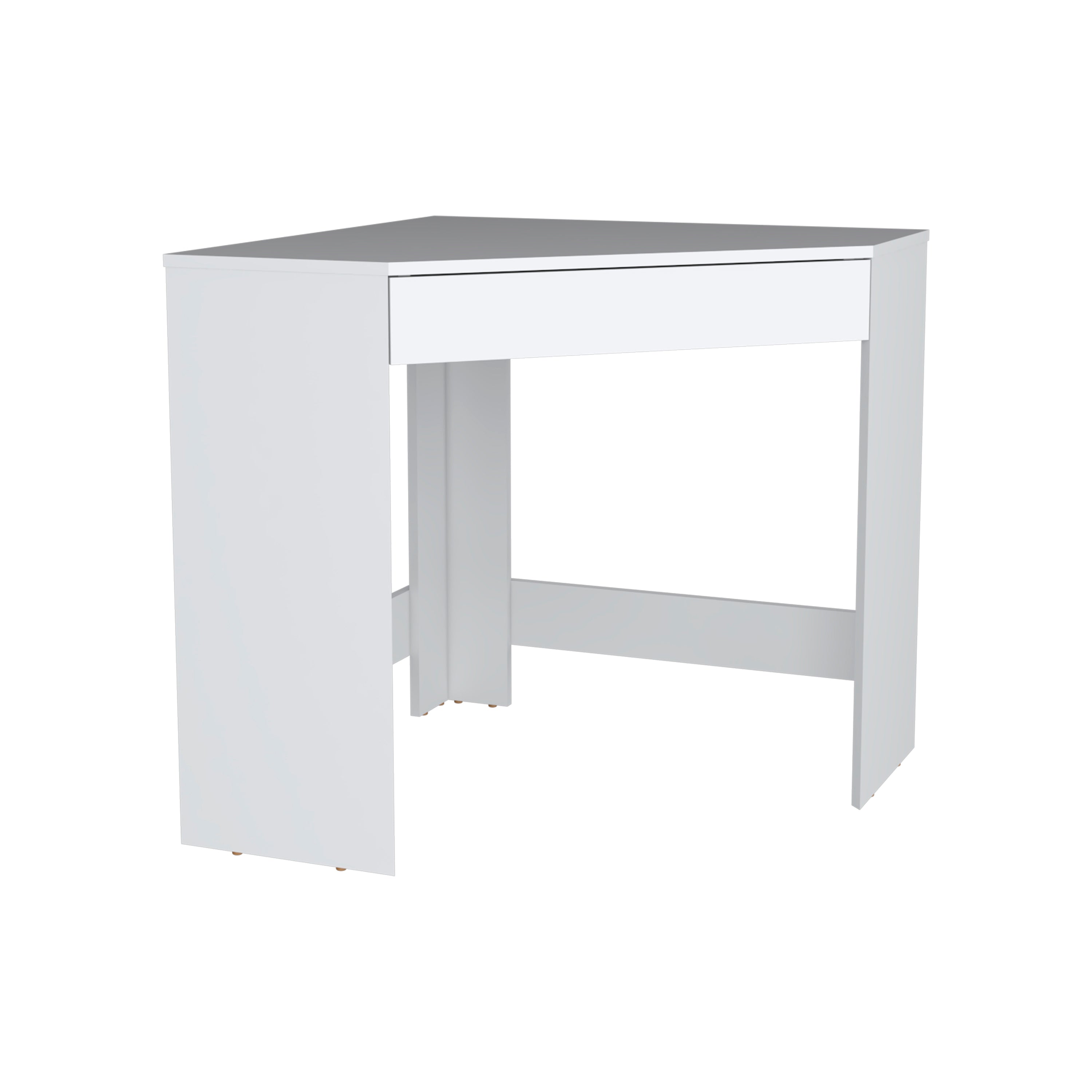 Savoy Corner Desk with Compact Design and Drawer, White - Luciddepo