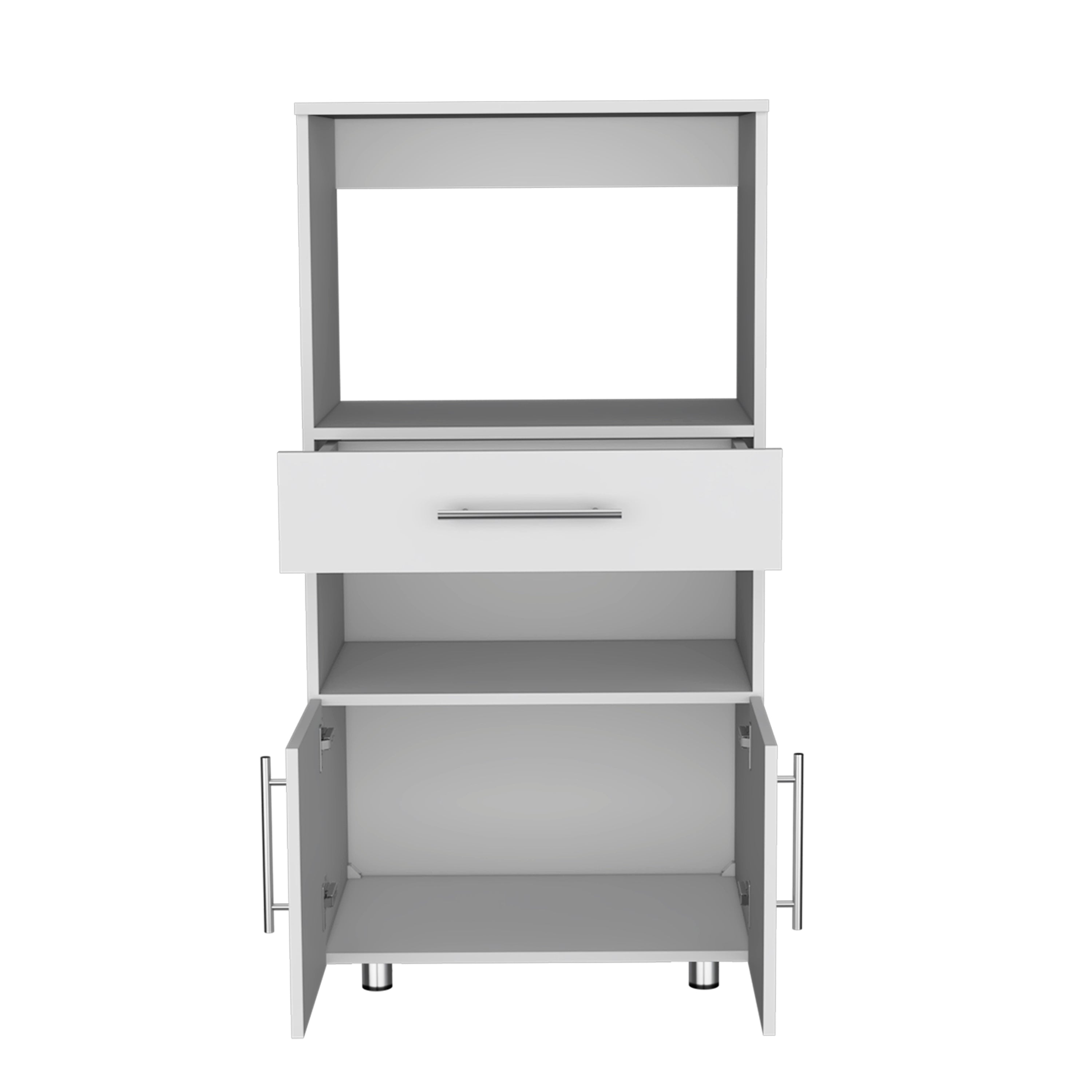 Wales Kitchen Pantry with 2 shelves and 2 doors, White - Luciddepo