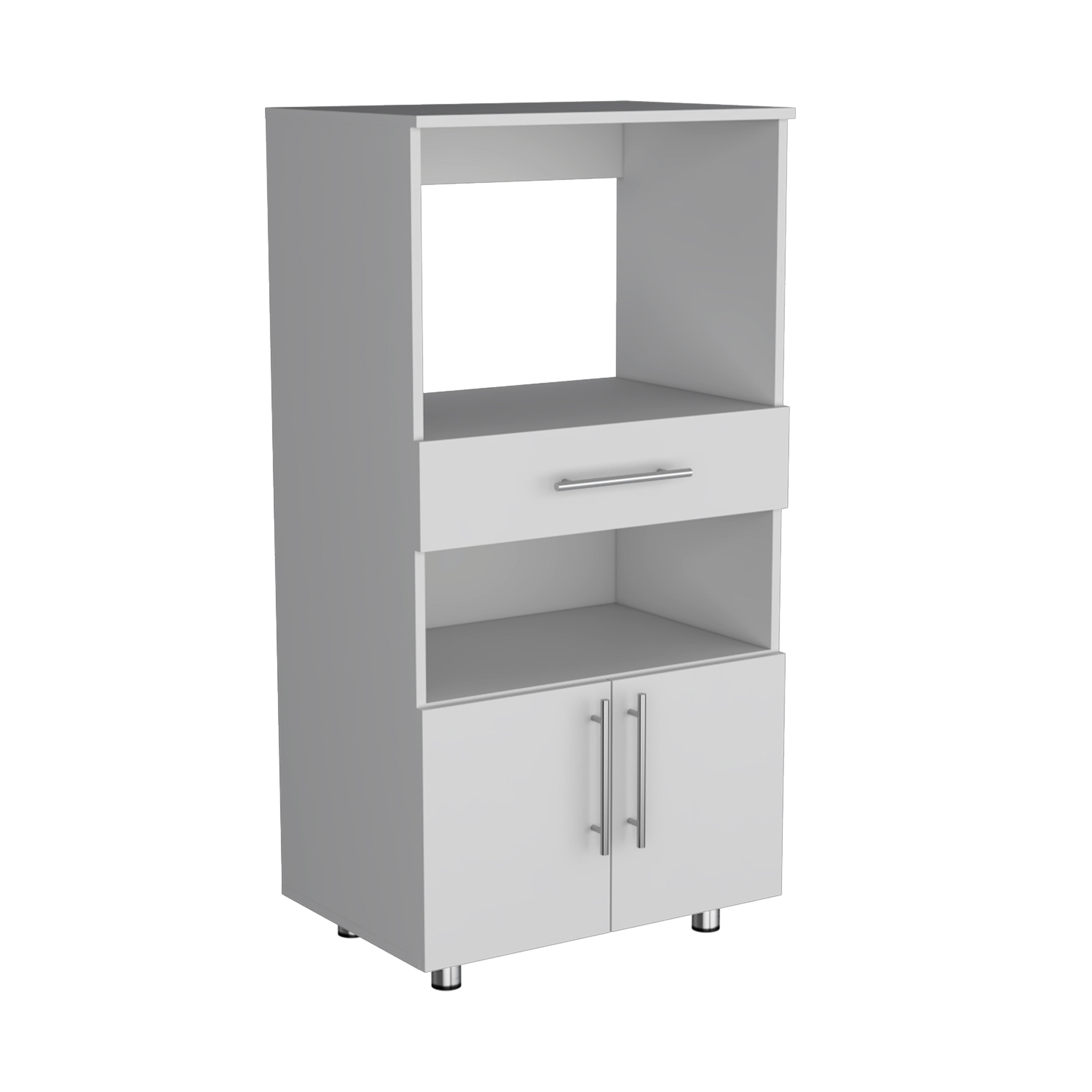 Wales Kitchen Pantry with 2 shelves and 2 doors, White - Luciddepo