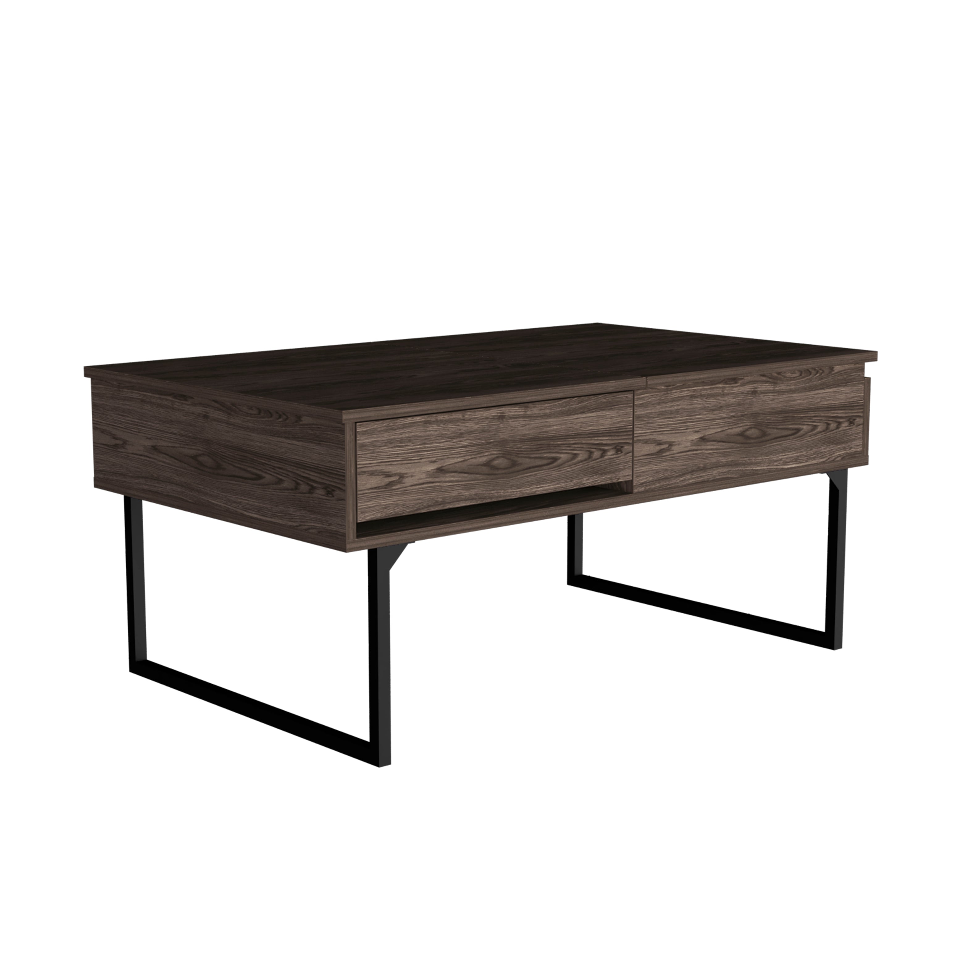 Manila Lift Top Coffee Table, One Drawer, Dark Walnut - Luciddepo