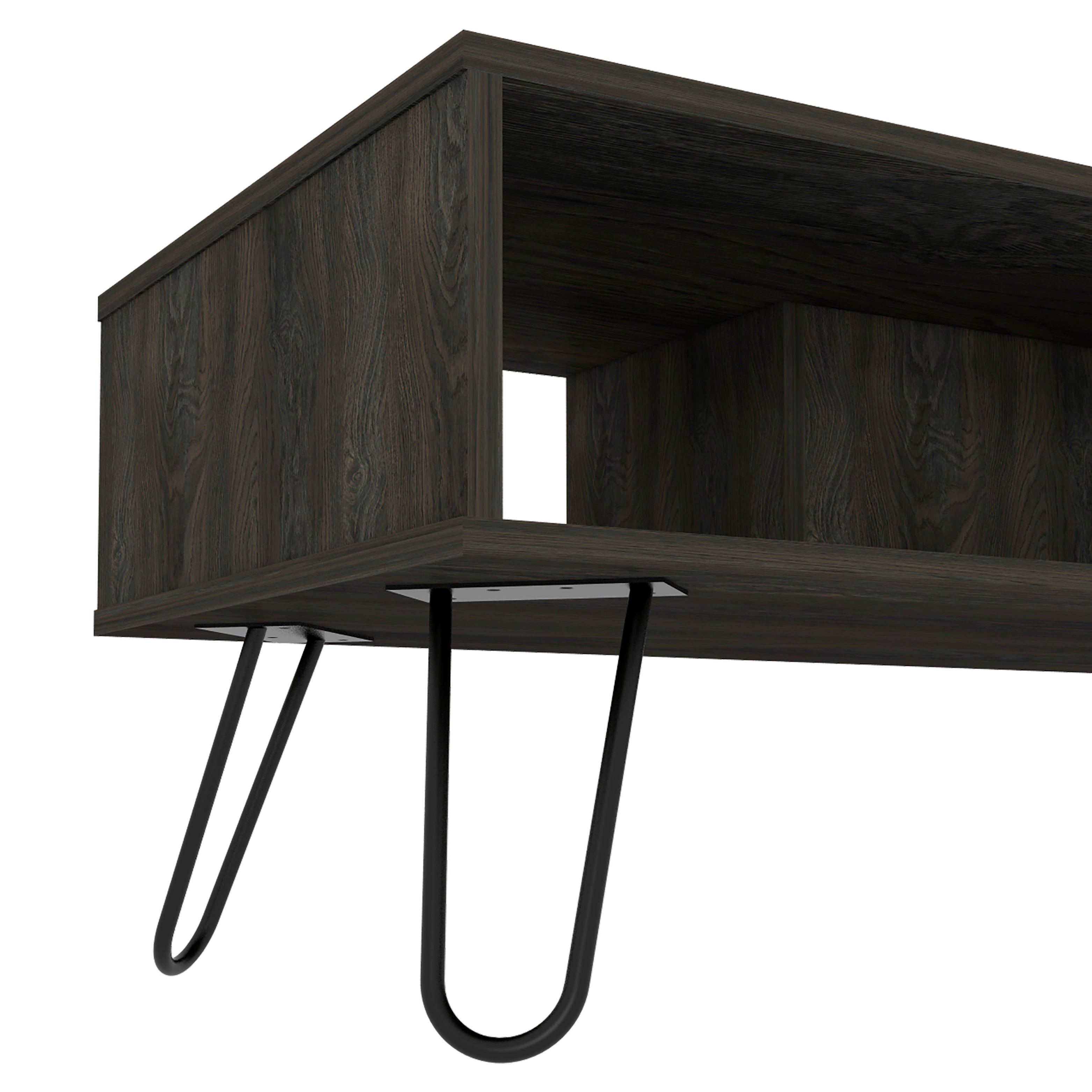 Vassel Coffee Table, Four Legs, Two Shelves, Espresso - Luciddepo