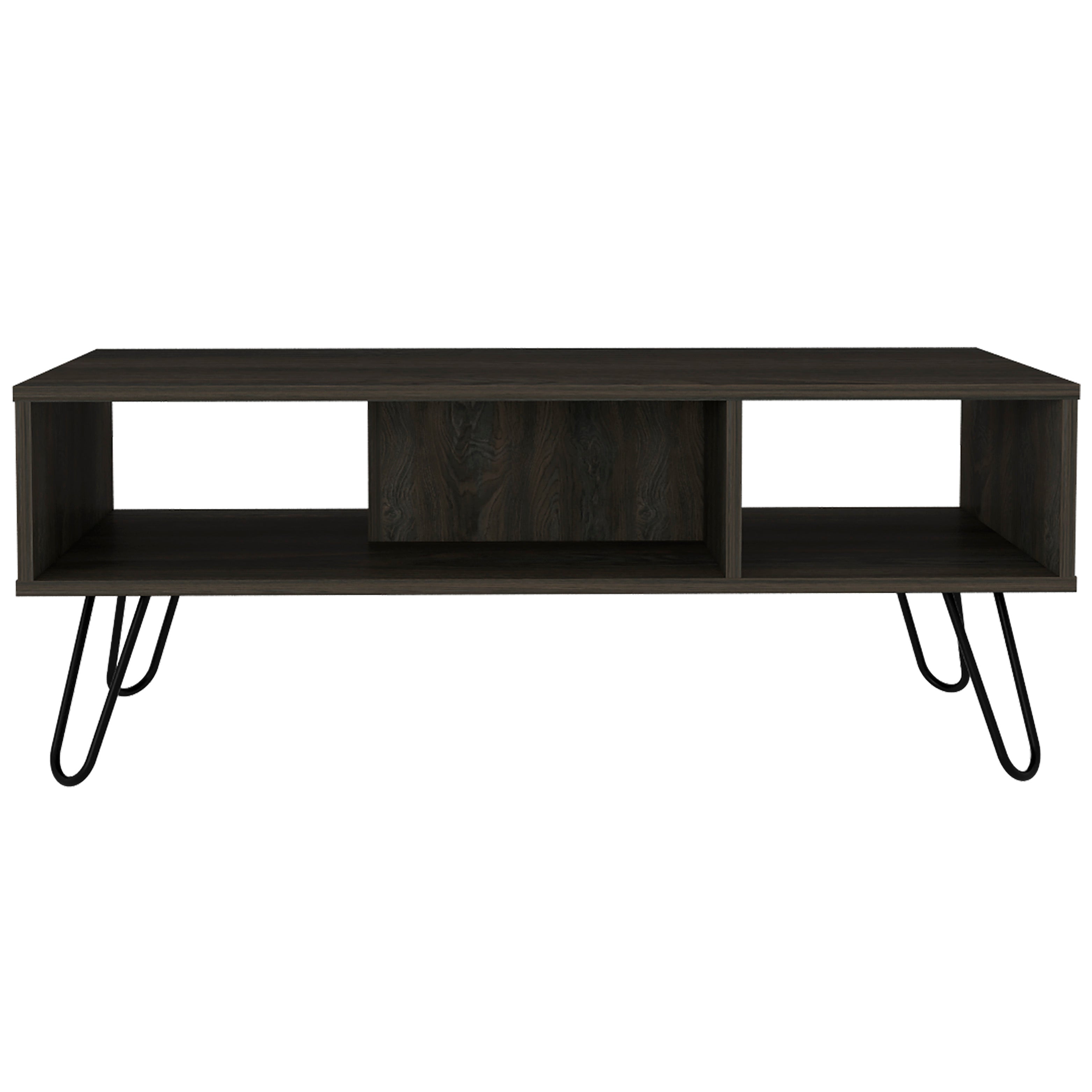 Vassel Coffee Table, Four Legs, Two Shelves, Espresso - Luciddepo