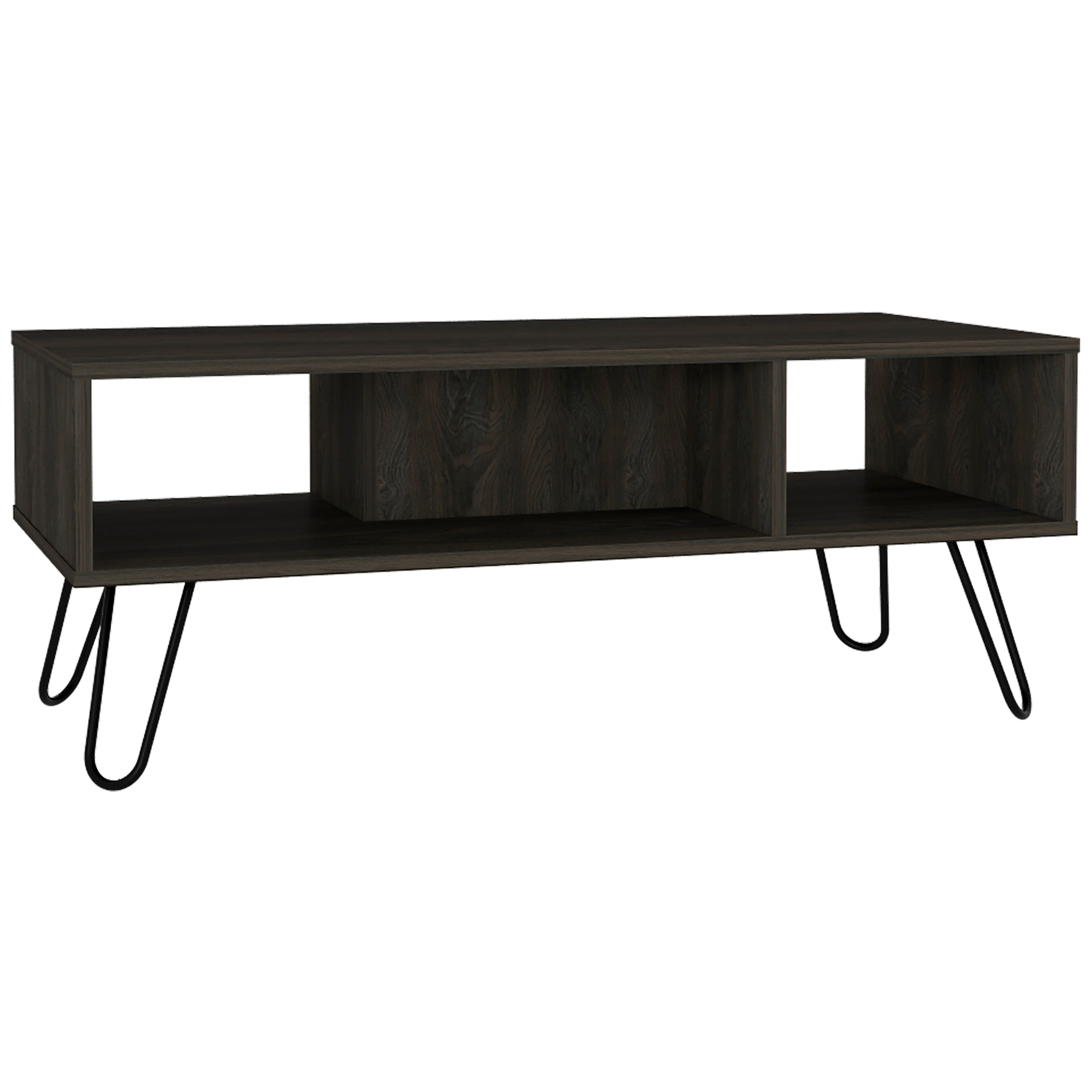 Vassel Coffee Table, Four Legs, Two Shelves, Espresso - Luciddepo