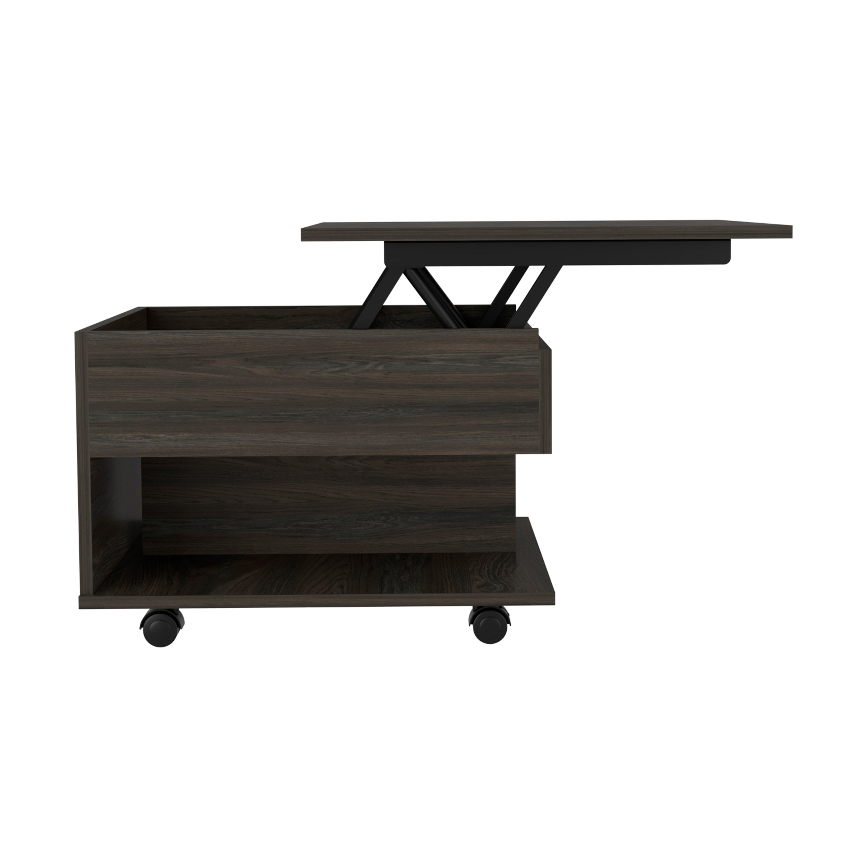 DEPOT E-SHOP Babel Lift Top Coffee Table with Casters and One Shelf, Carbon Espresso - Luciddepo