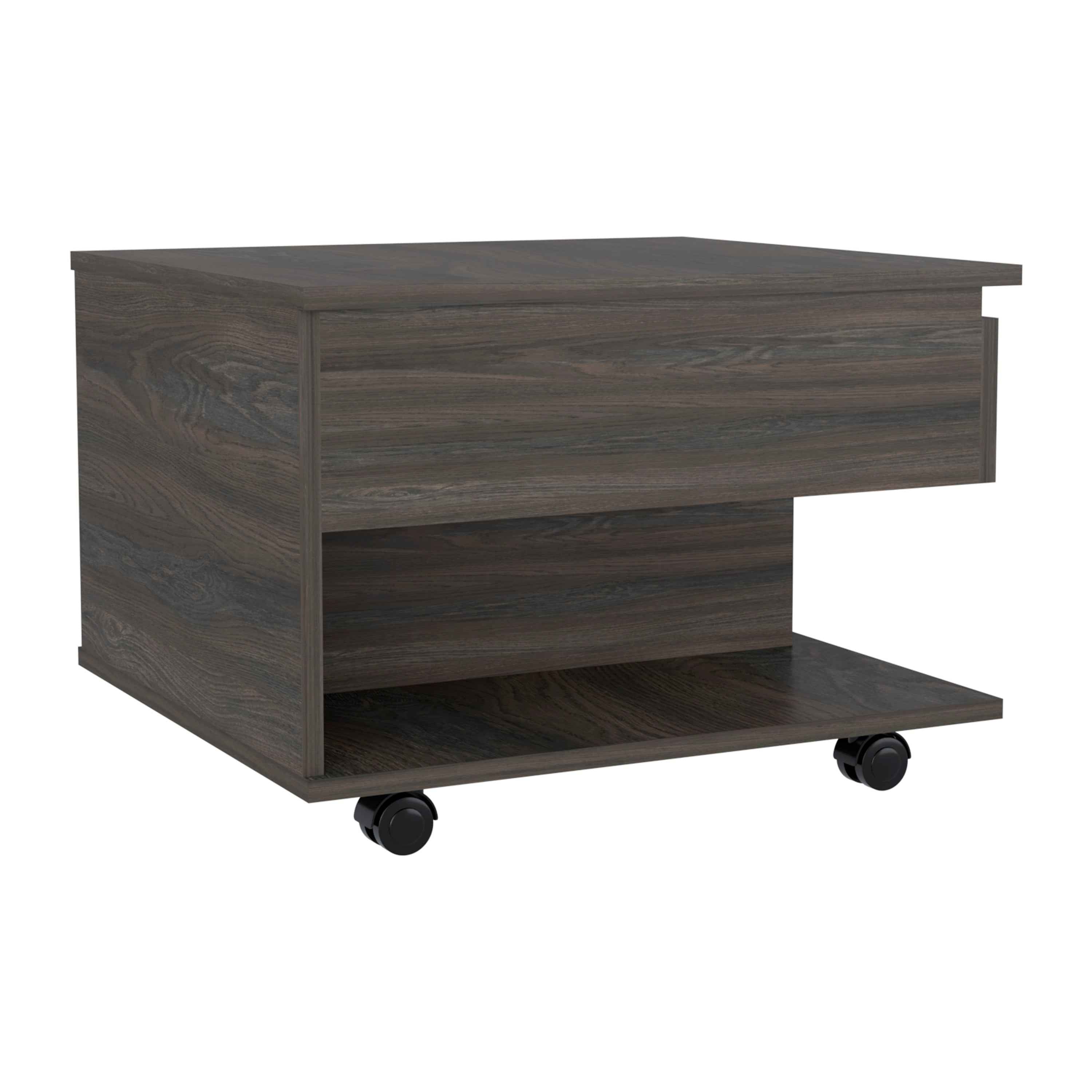 DEPOT E-SHOP Babel Lift Top Coffee Table with Casters and One Shelf, Carbon Espresso