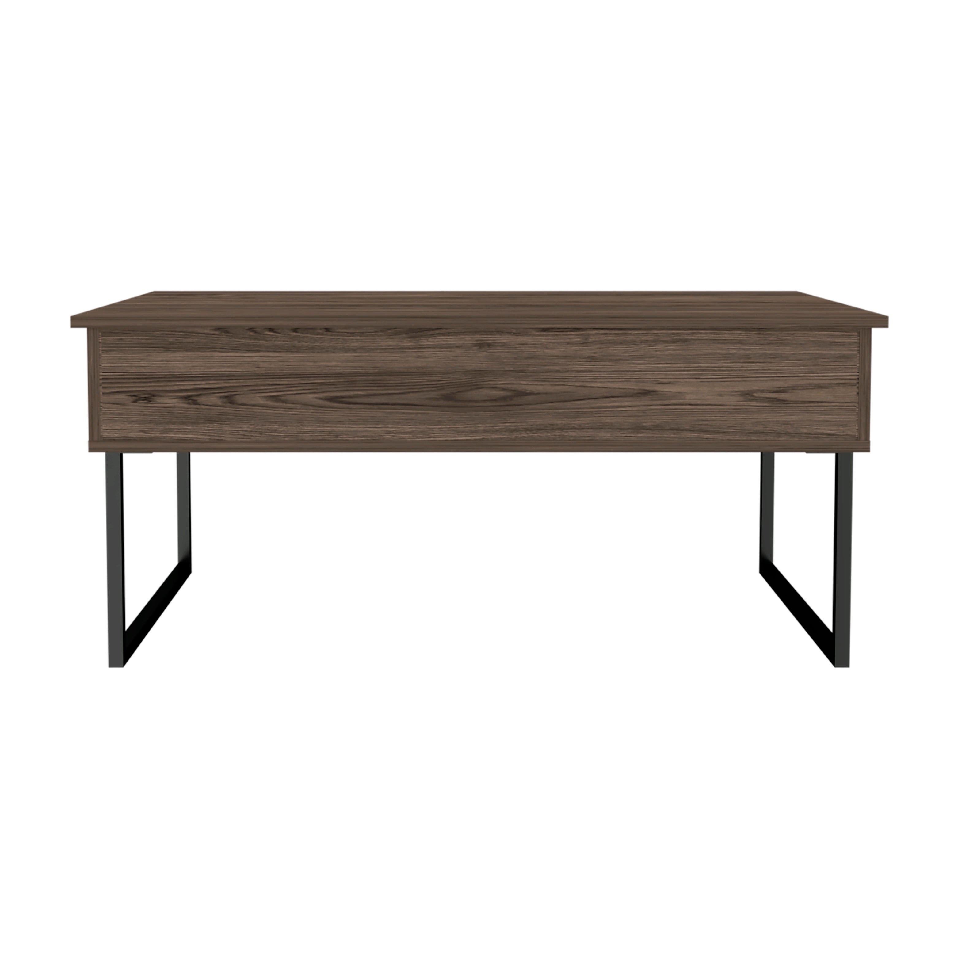 Viena Lift Top Coffee Table, Flexible Shelf, Two Legs , Dark Walnut - Luciddepo