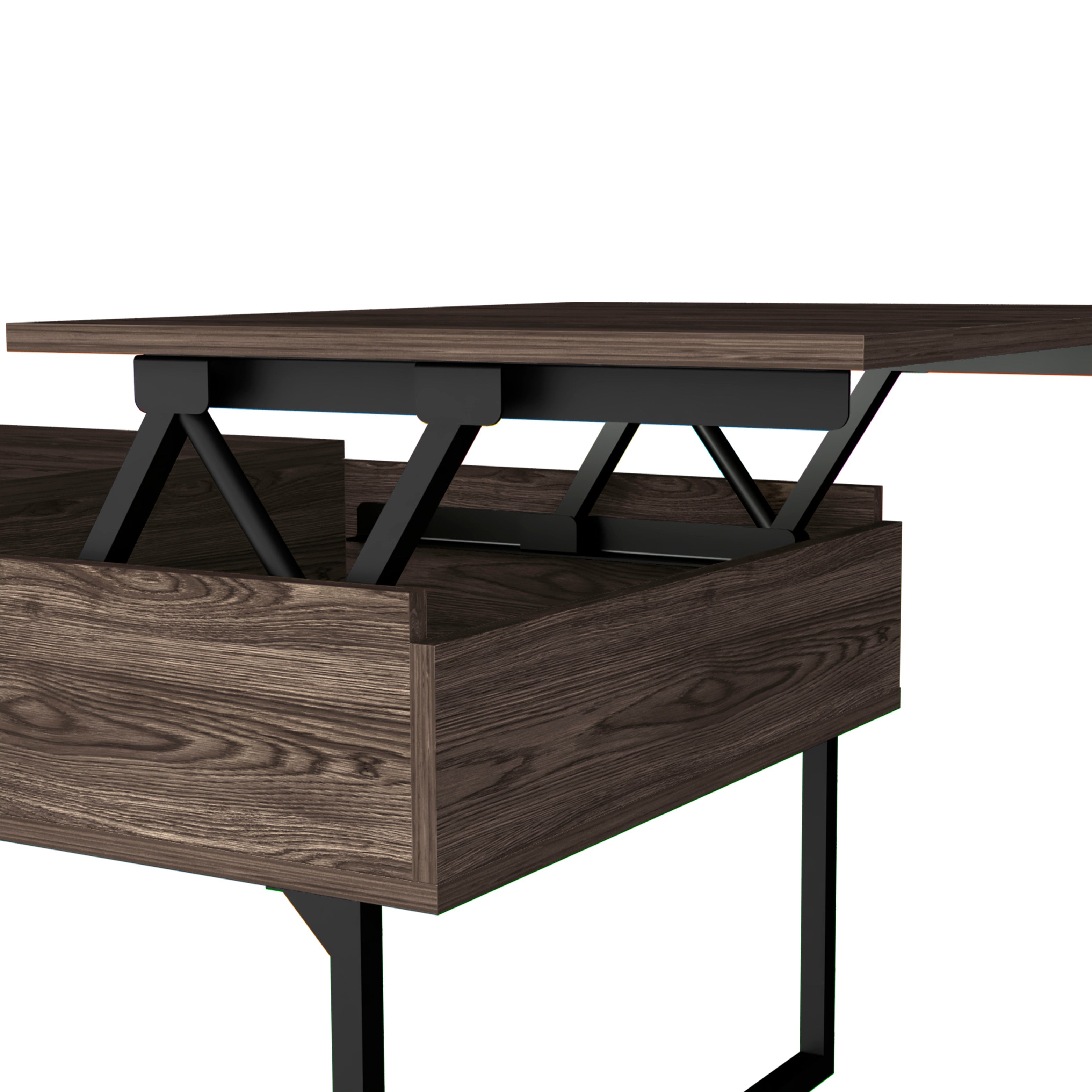 Manila Lift Top Coffee Table, One Drawer, Dark Walnut - Luciddepo