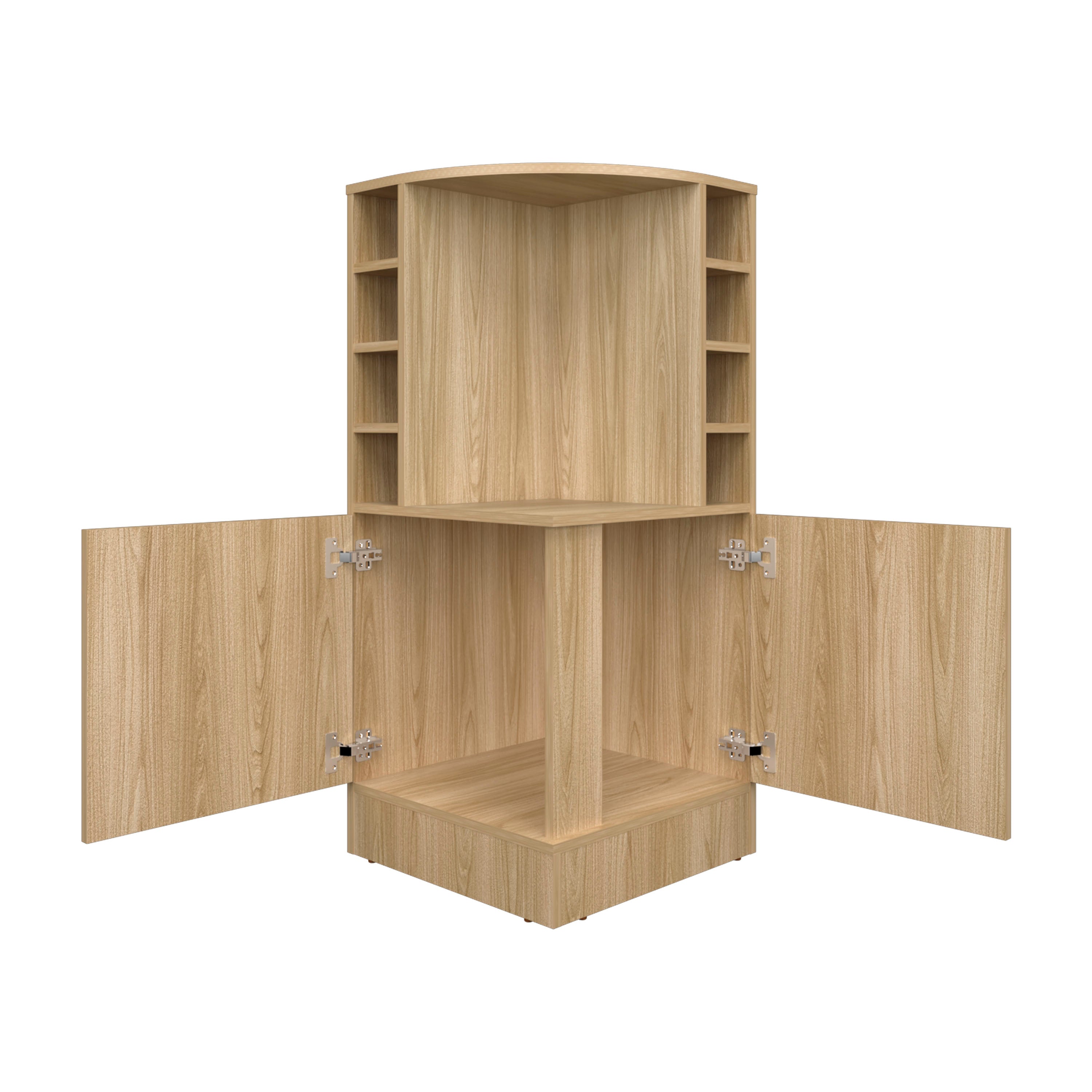 norwich Bar Cabinet, 2 Doors, 8 Wine Bottle Compartments, Natural Oak - Luciddepo