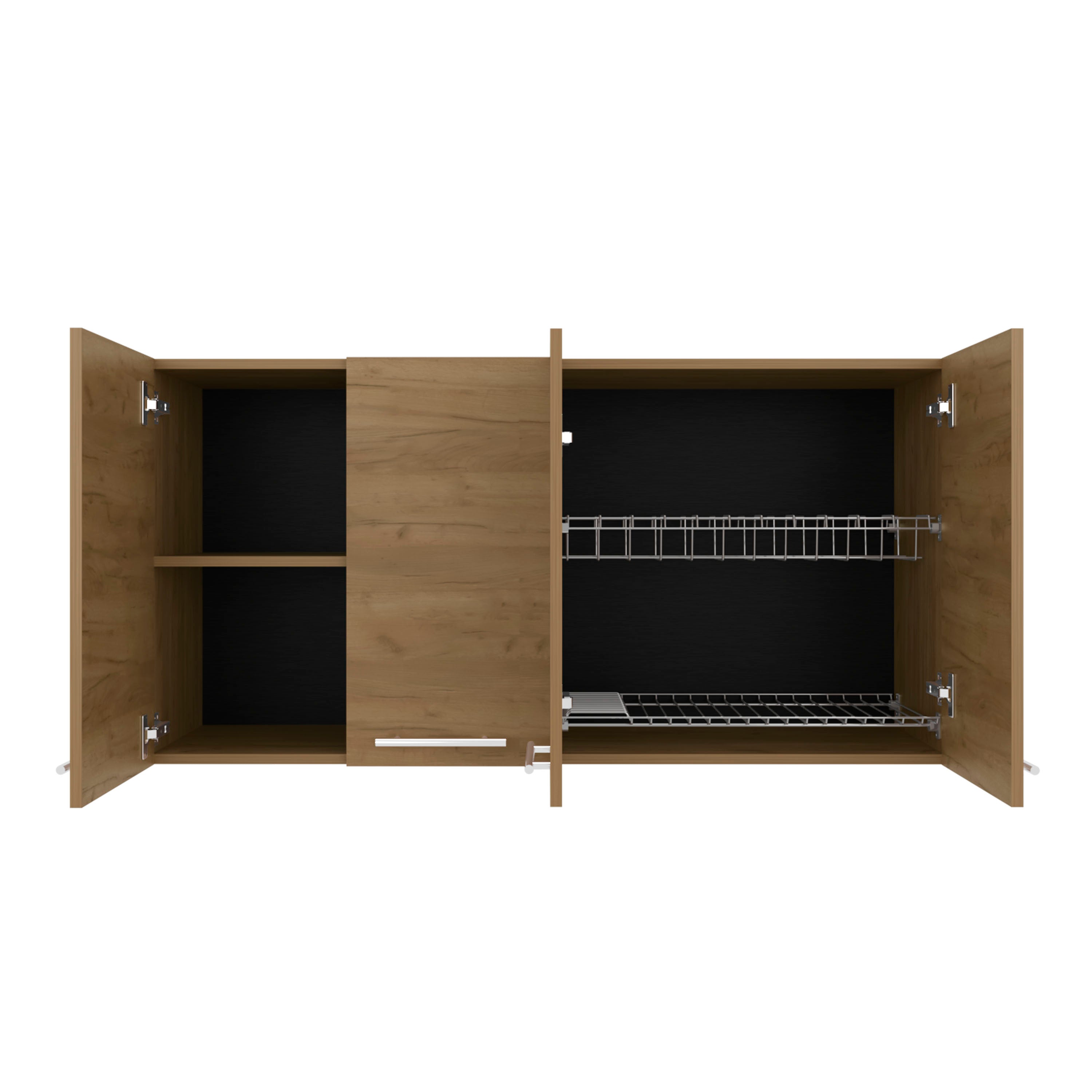Oceana 120 Wall Cabinet, Four Doors, Two Cabinets, Two Shelves, Natural Oak - Luciddepo