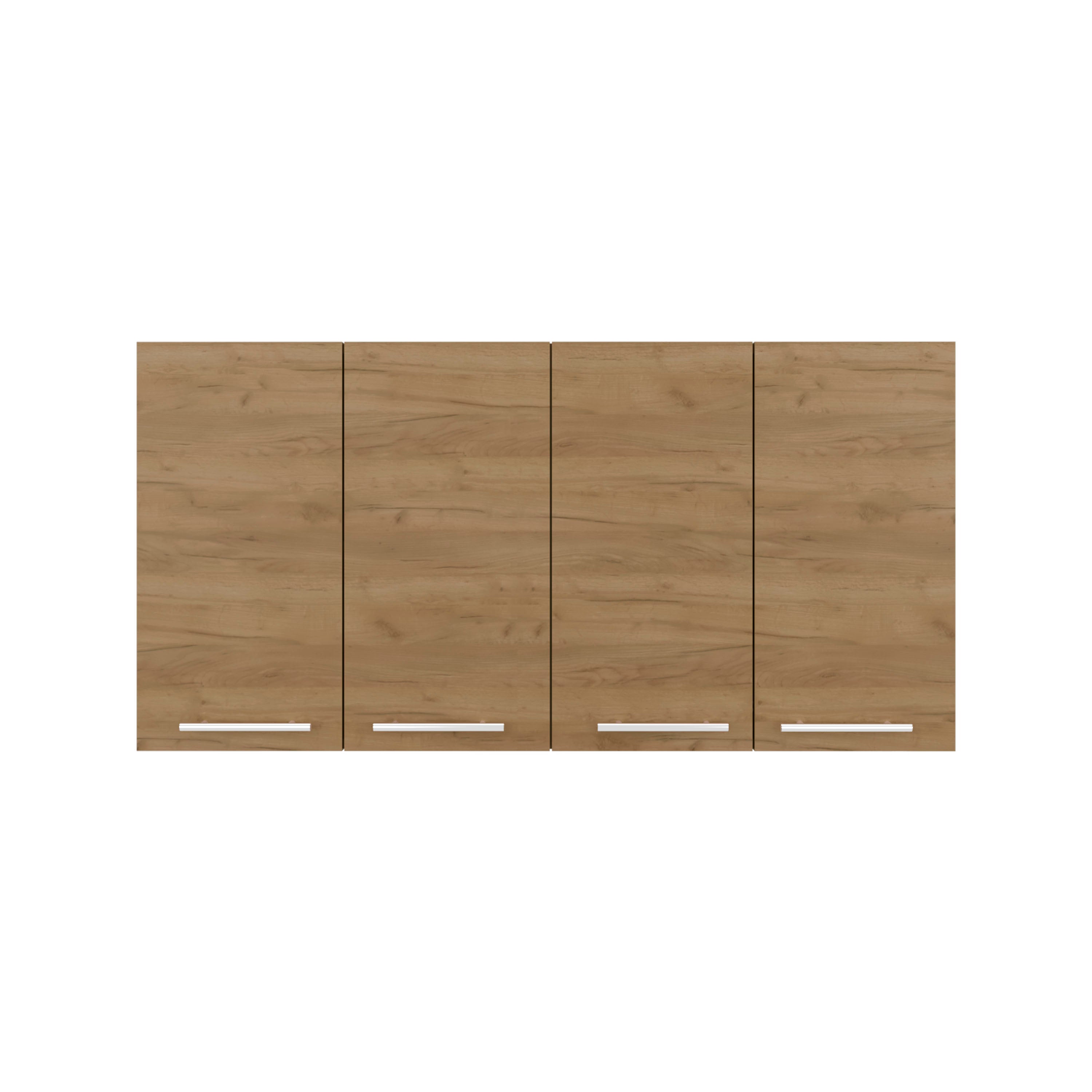 Oceana 120 Wall Cabinet, Four Doors, Two Cabinets, Two Shelves, Natural Oak - Luciddepo