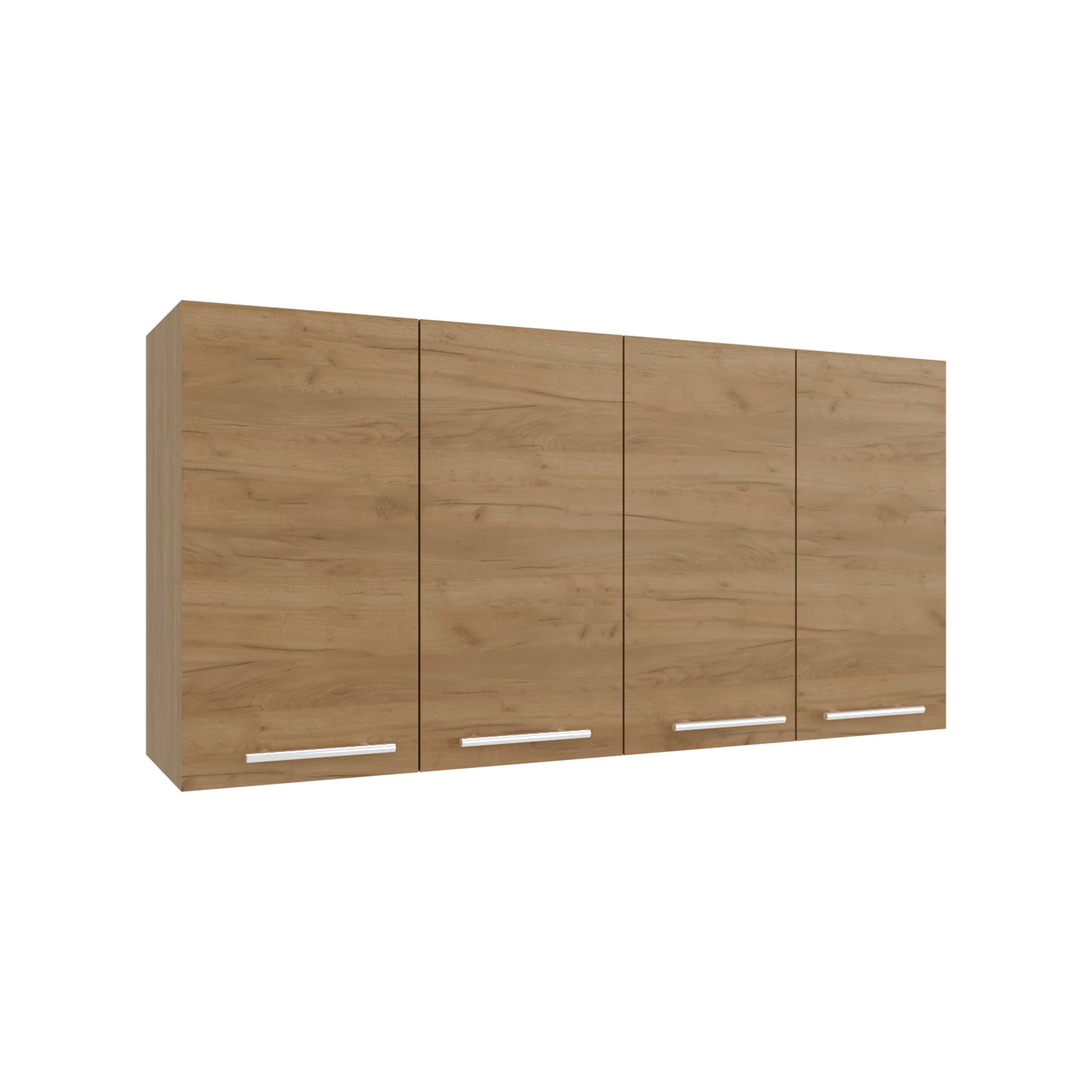 Oceana 120 Wall Cabinet, Four Doors, Two Cabinets, Two Shelves, Natural Oak - Luciddepo
