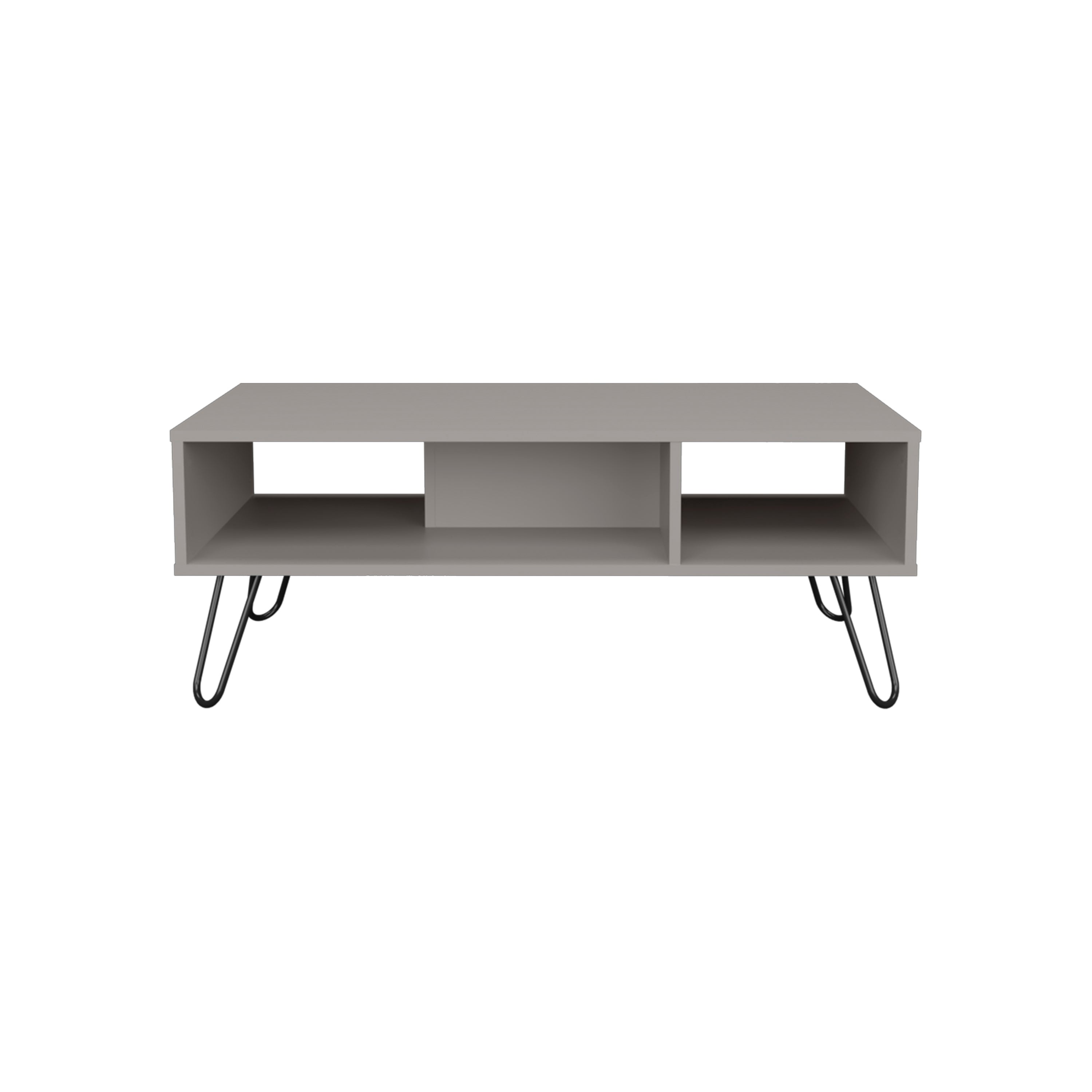 Selma Coffee Table with 4 Legs and 2 Shelves, White - Luciddepo