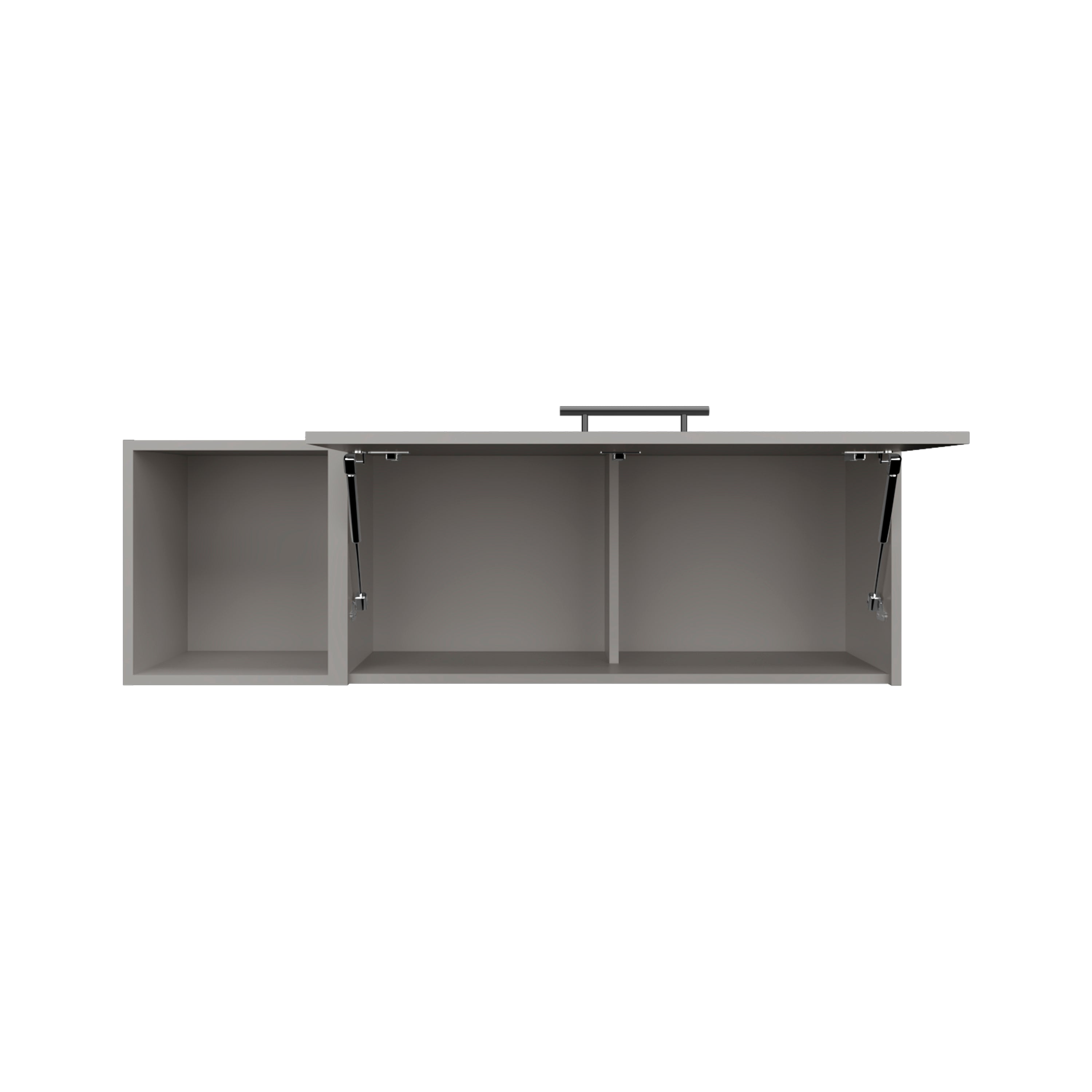 Rockwood Wall Shelf with 1 Door and 3 Shelves, Smokey Gray - Luciddepo