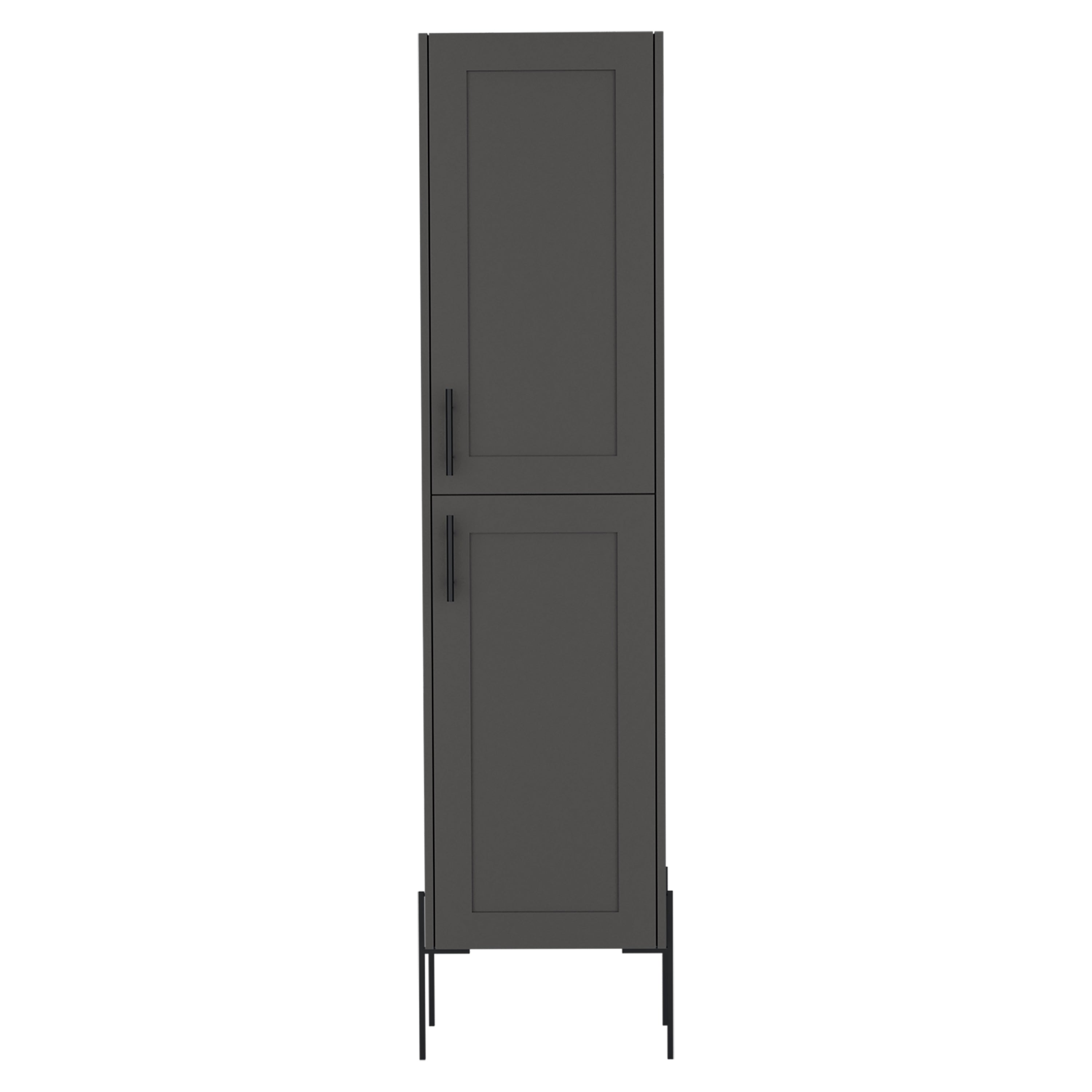 Quinby Linen Cabinet with 1 Door and 4 Shelves, Matt Gray - Luciddepo