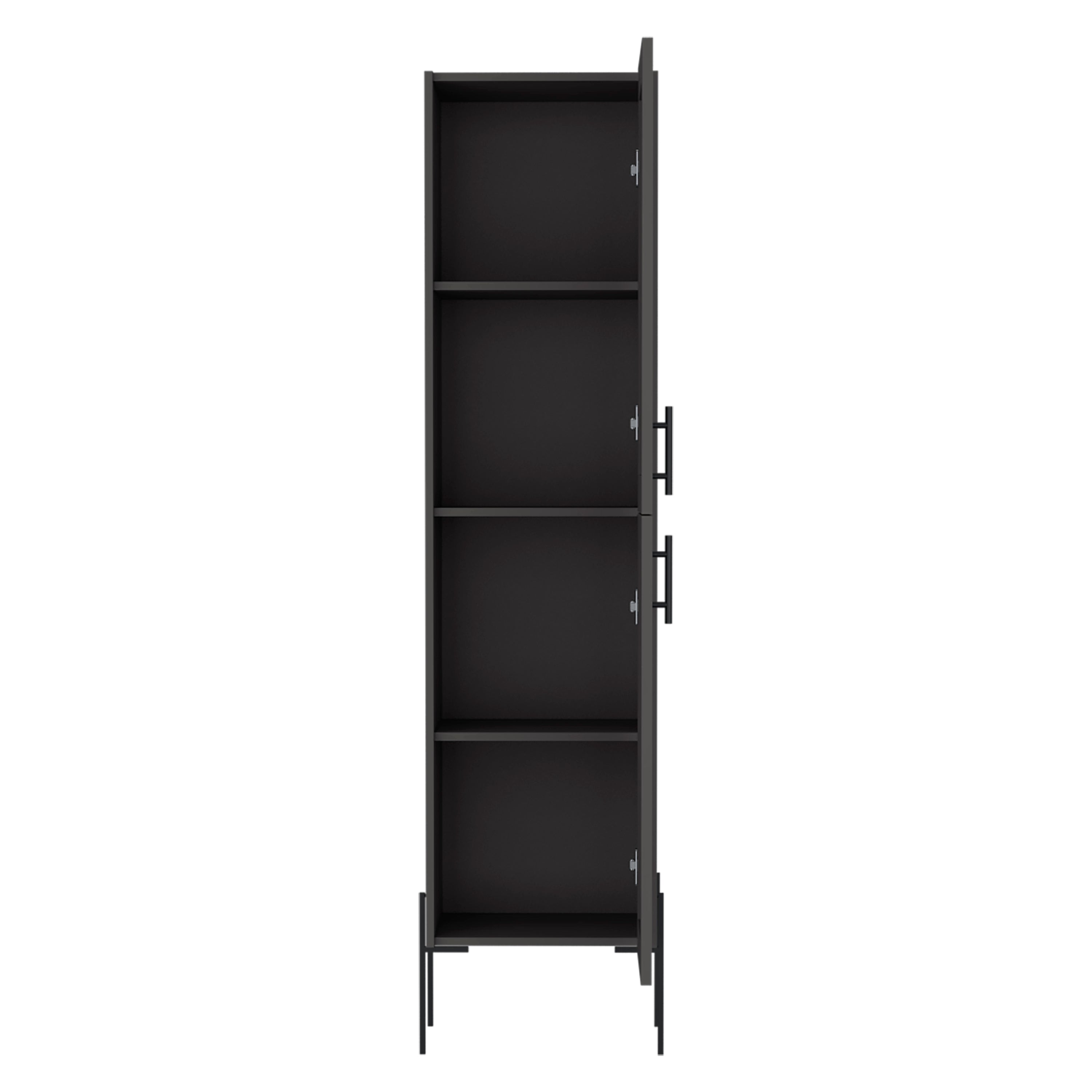 Quinby Linen Cabinet with 1 Door and 4 Shelves, Matt Gray - Luciddepo
