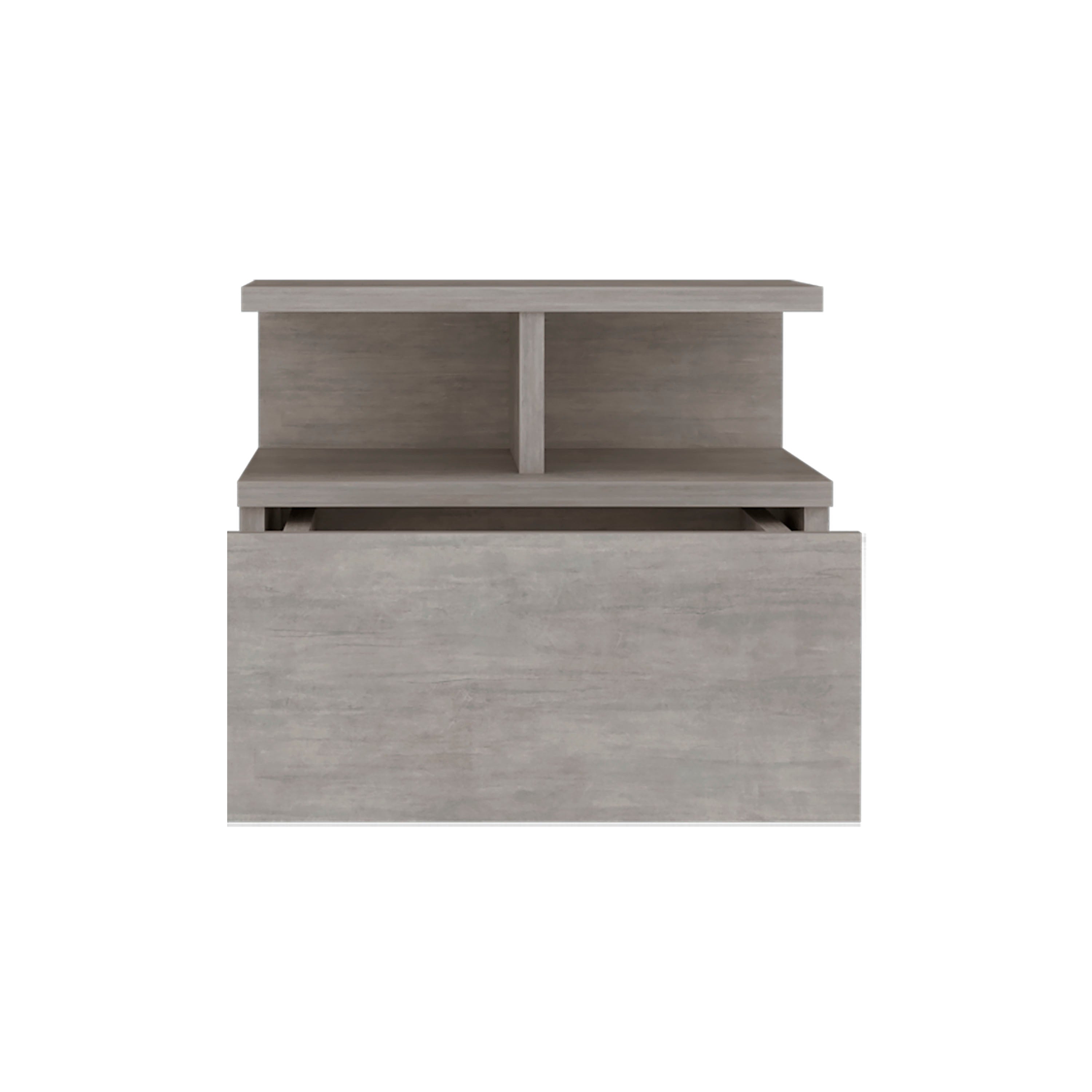 Seward Floating Nightstand, Wall Mounted with Single Drawer and 2-Tier Shelf, Concrete Gray - Luciddepo