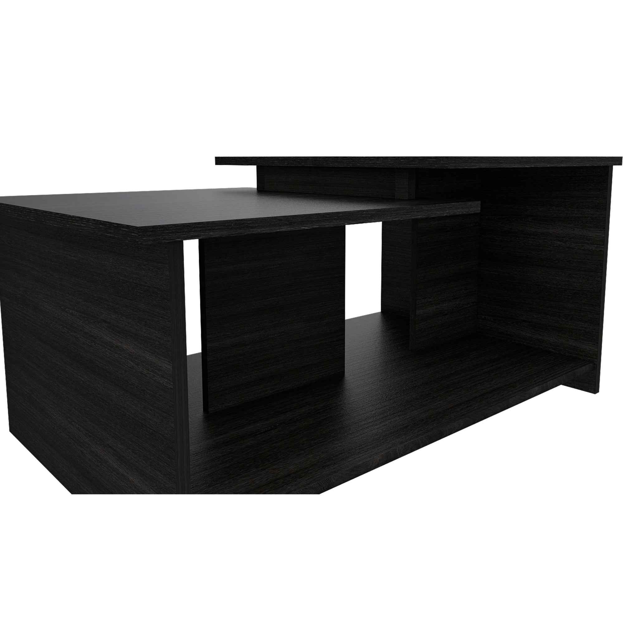 Leanna 3 Coffee Table, Lower Open Shelf, Black