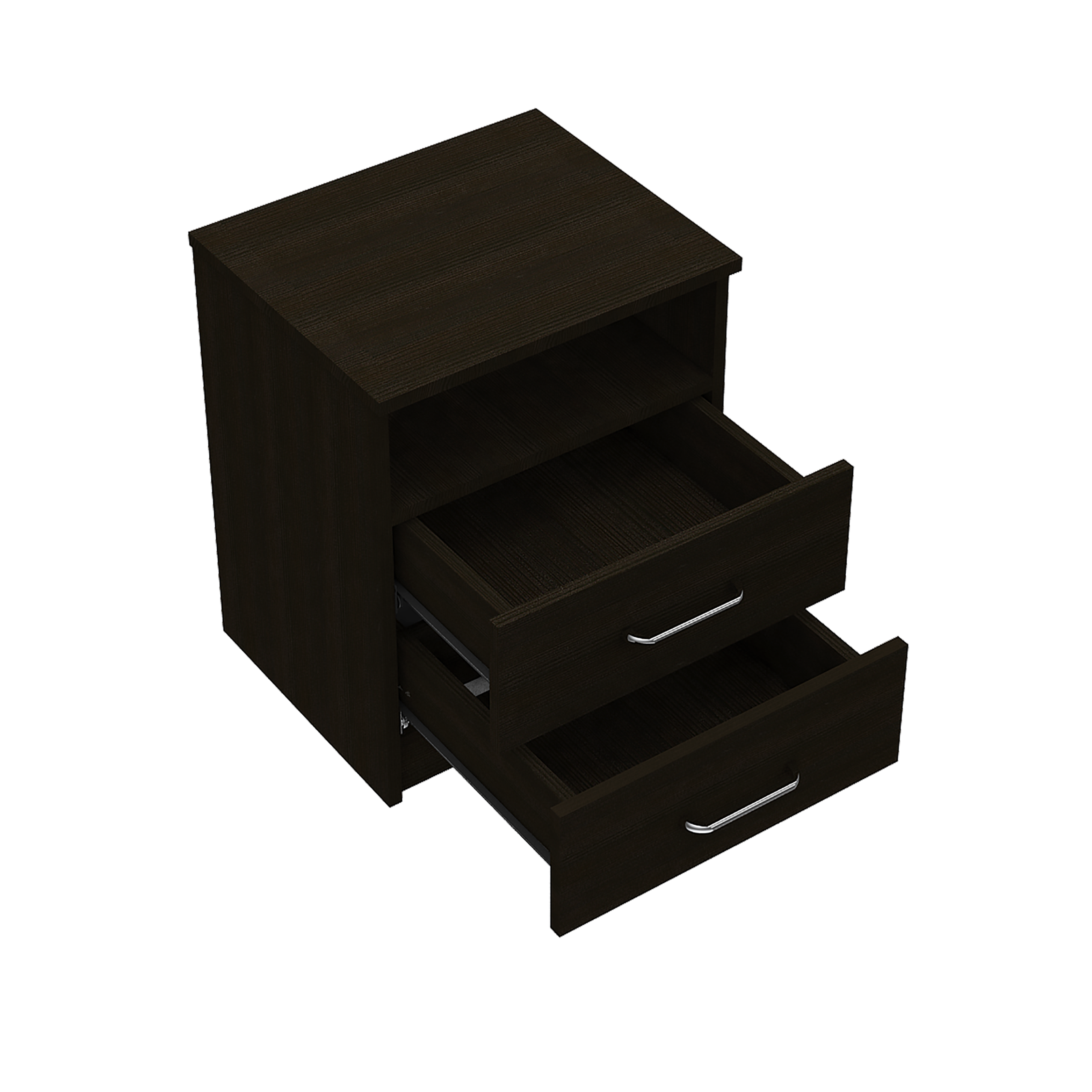 Salento Nightstand, Two Drawers, One Shelf, Superior Top, Black - Luciddepo