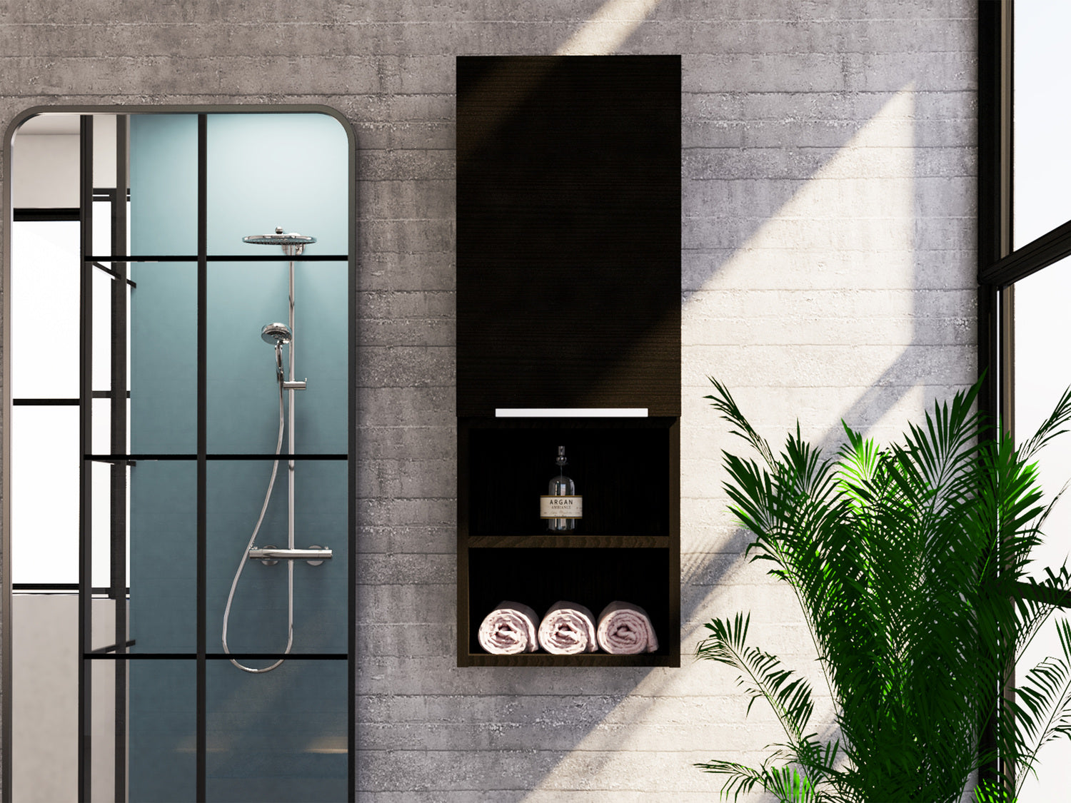 Savona Medicine Single Door Cabinet, Two External Shelves, Two Interior Shelves, Black - Luciddepo