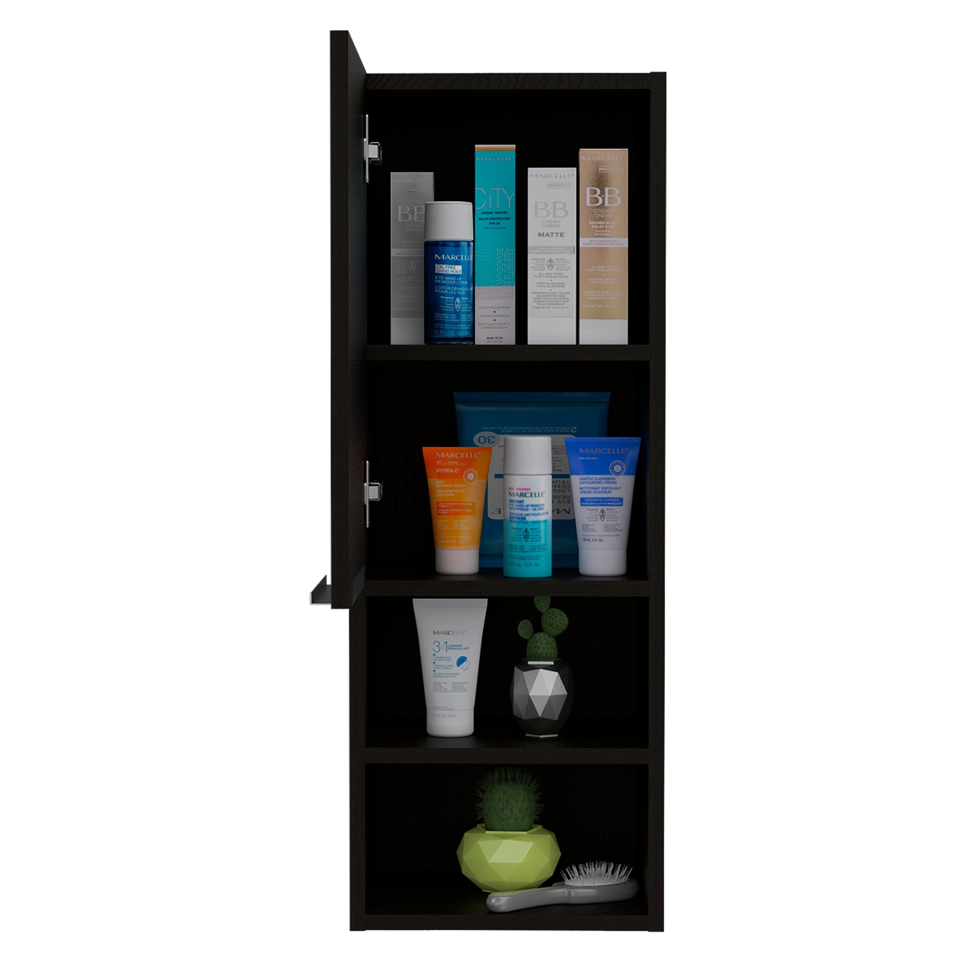 Savona Medicine Single Door Cabinet, Two External Shelves, Two Interior Shelves, Black - Luciddepo