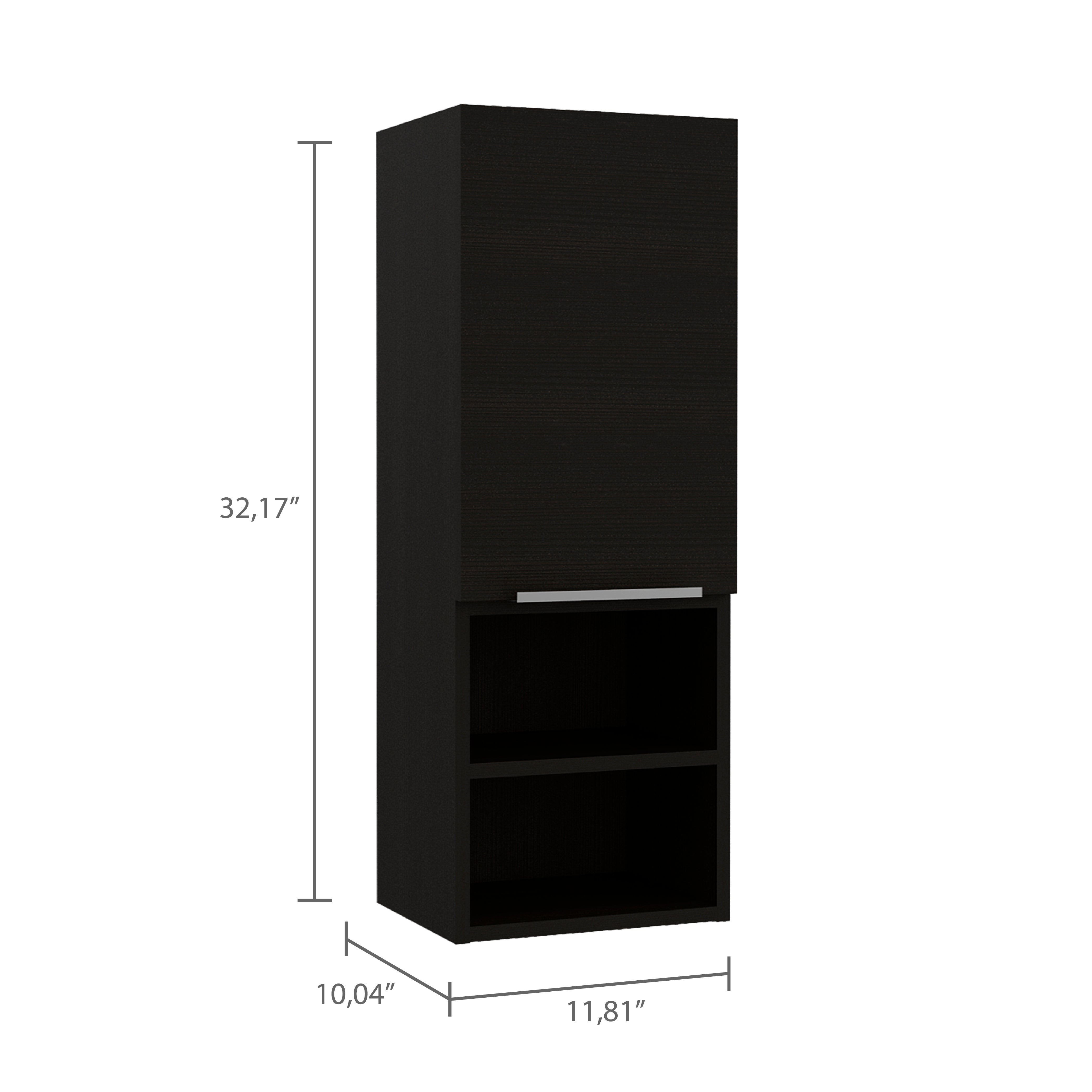 Savona Medicine Single Door Cabinet, Two External Shelves, Two Interior Shelves, Black - Luciddepo