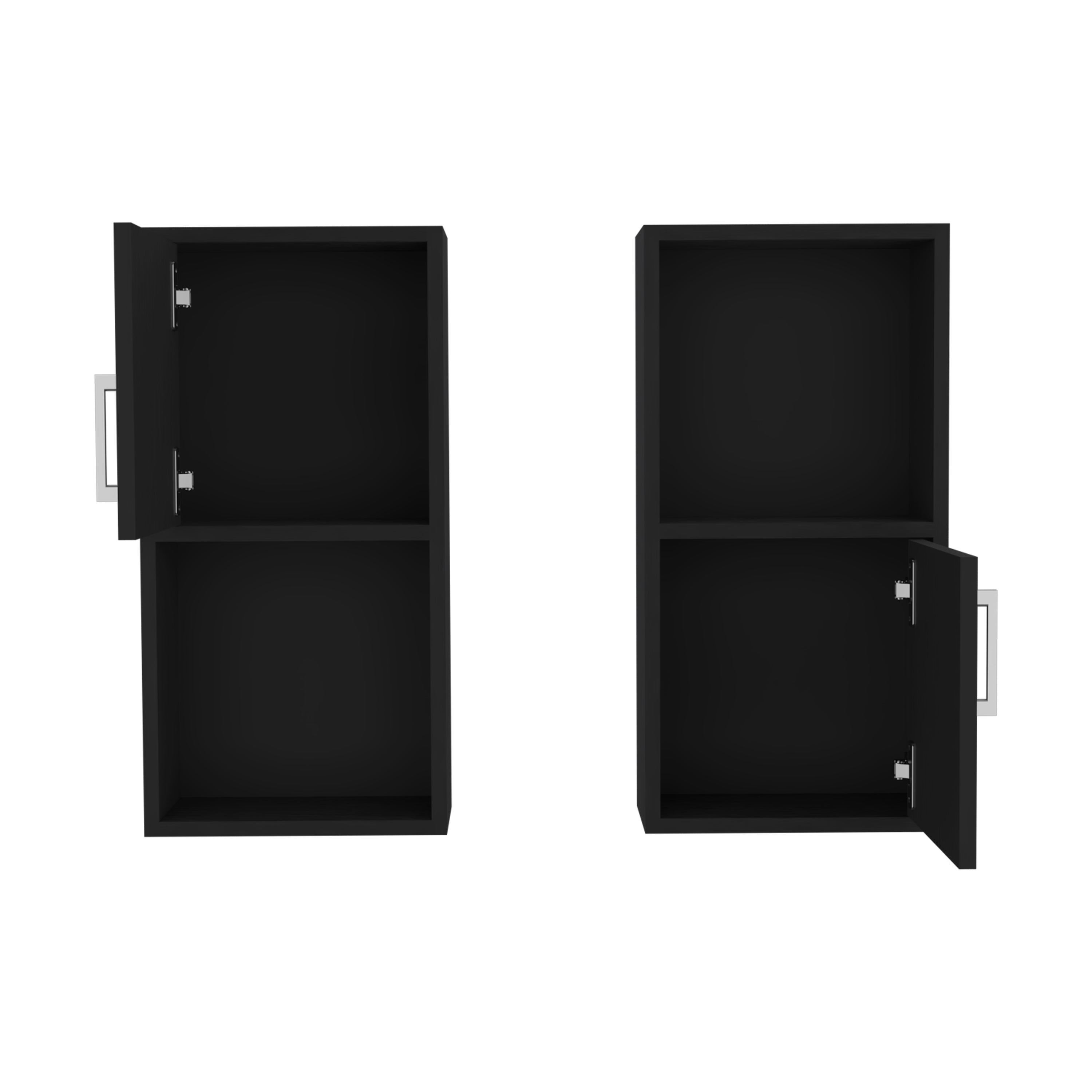 Eak 24" H 2 Pcs Wall Mounted Bathroom Medicine Cabinet, Two Doors, Two Shelves,Black - Luciddepo