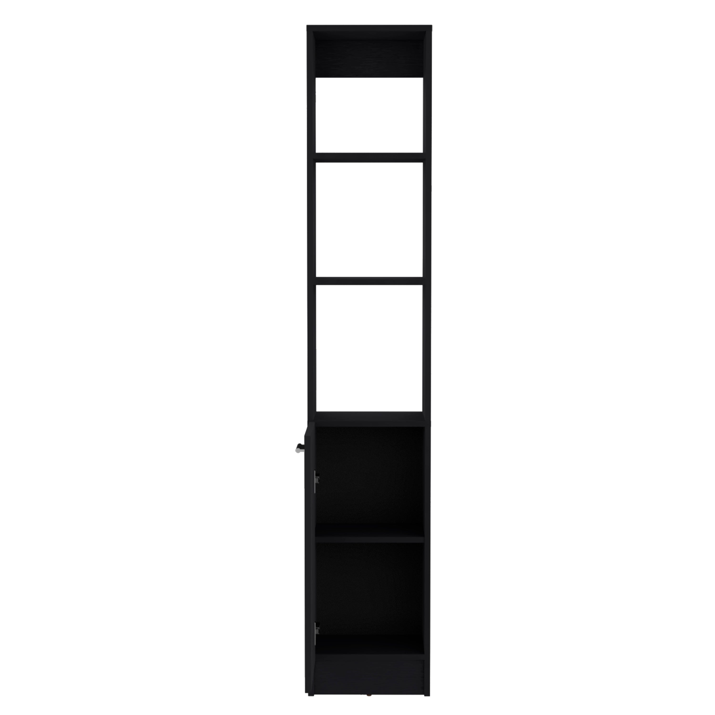Parks Linen Cabinet, 1 Door, 6 Shelves, Black - Luciddepo